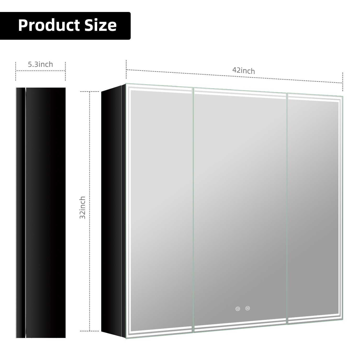 42"x32" LED Medicine Cabinet with Mirror – 3 Doors, Memory Function, Wall Recessed or Surface Mount - Medicine Cabinet NeoNova Decor