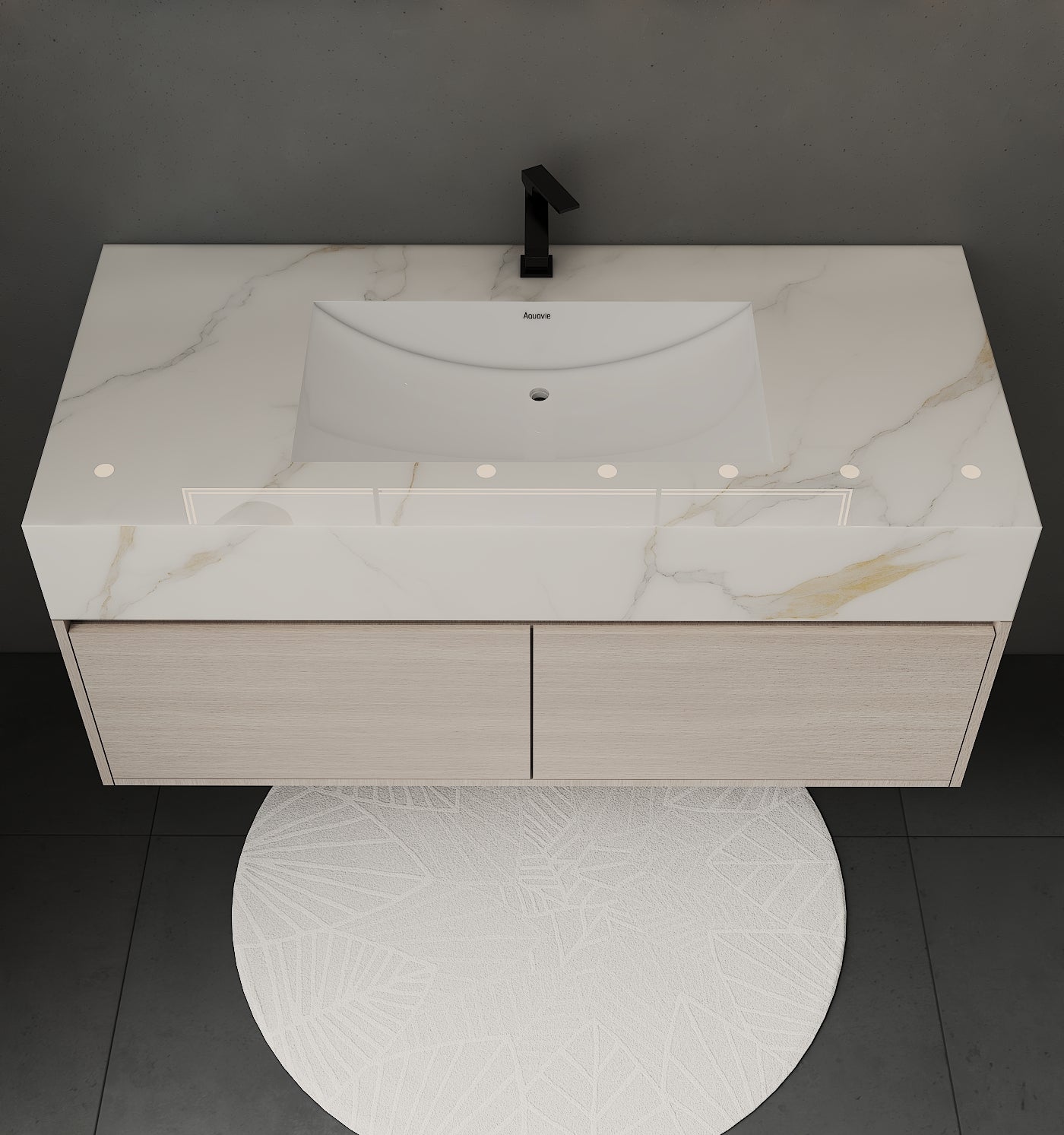 48'' Sintered Stone Top with Double Drawer Floating Bathroom Vanity - Vanity48"x22.5" NeoNova Decor