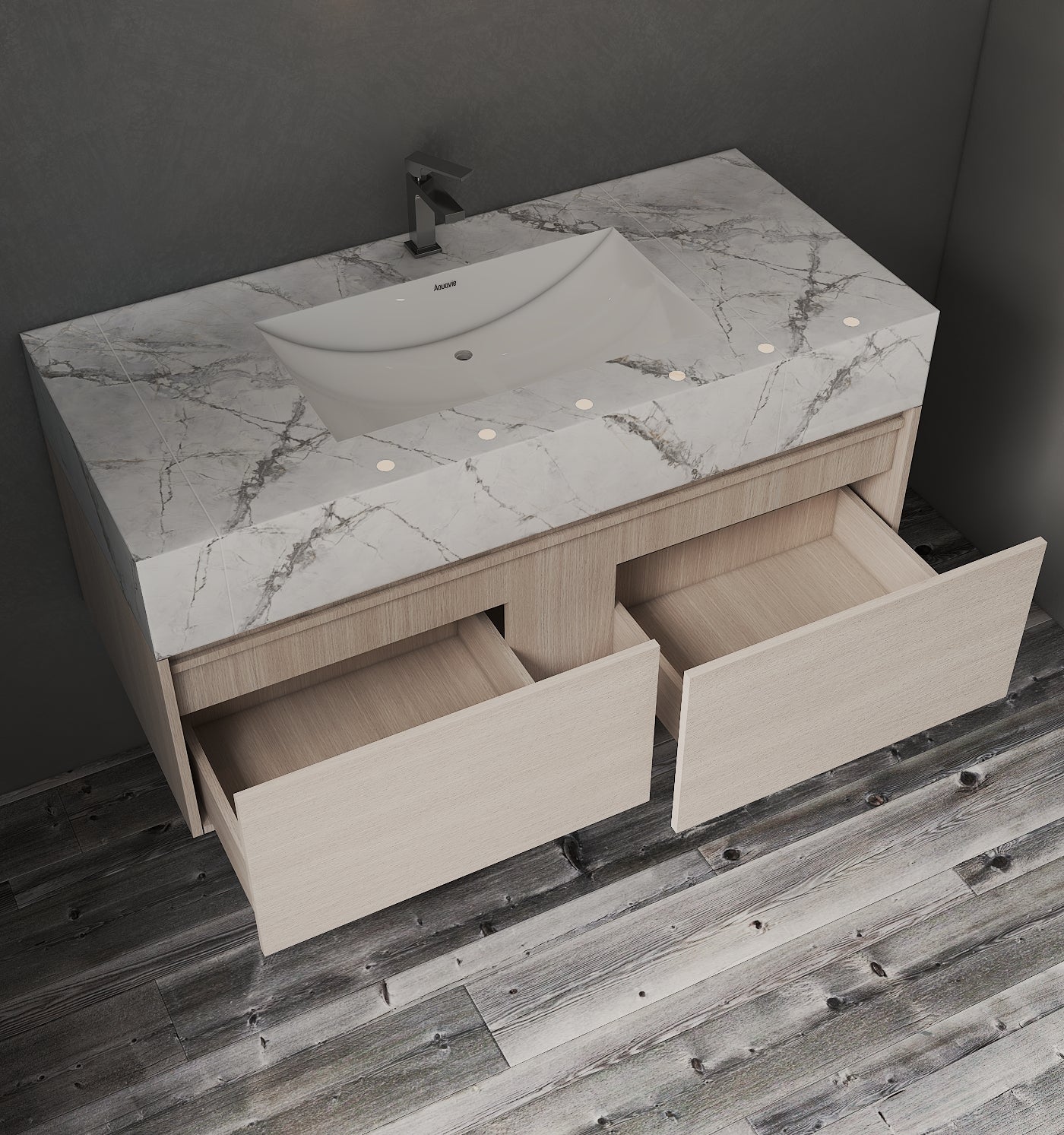 48'' Sintered Stone Top with Double Drawer Floating Bathroom Vanity - Vanity48"x22.5" NeoNova Decor