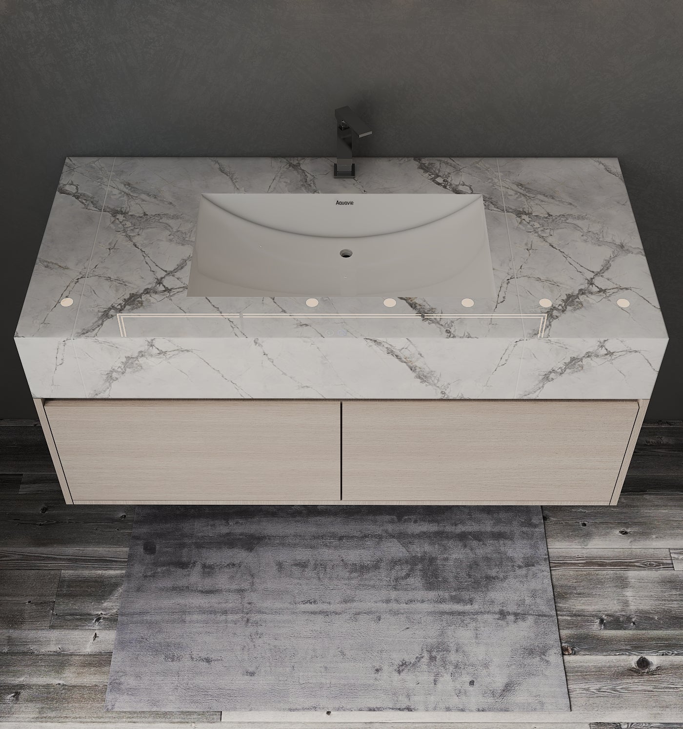 48'' Sintered Stone Top with Double Drawer Floating Bathroom Vanity - Vanity48"x22.5" NeoNova Decor