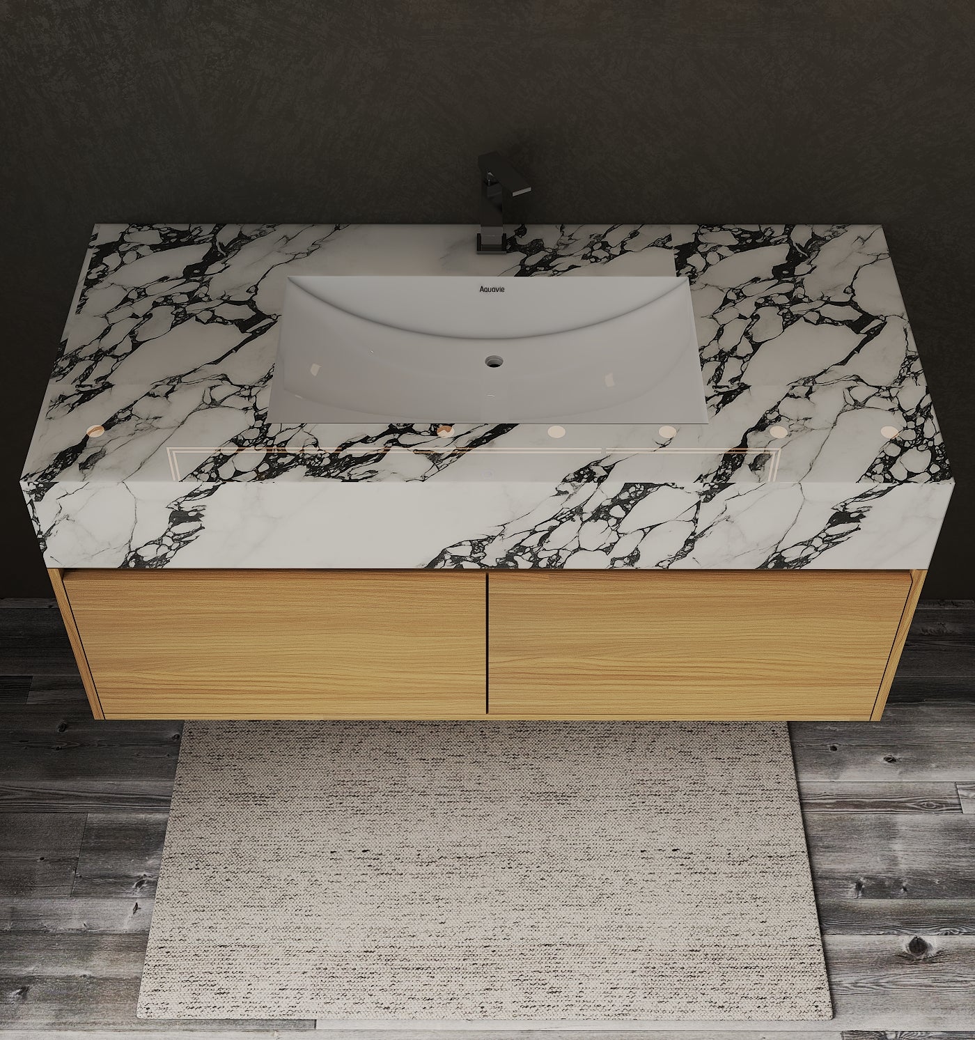 48'' Sintered Stone Top with Double Drawer Floating Bathroom Vanity - Vanity48"x22.5" NeoNova Decor