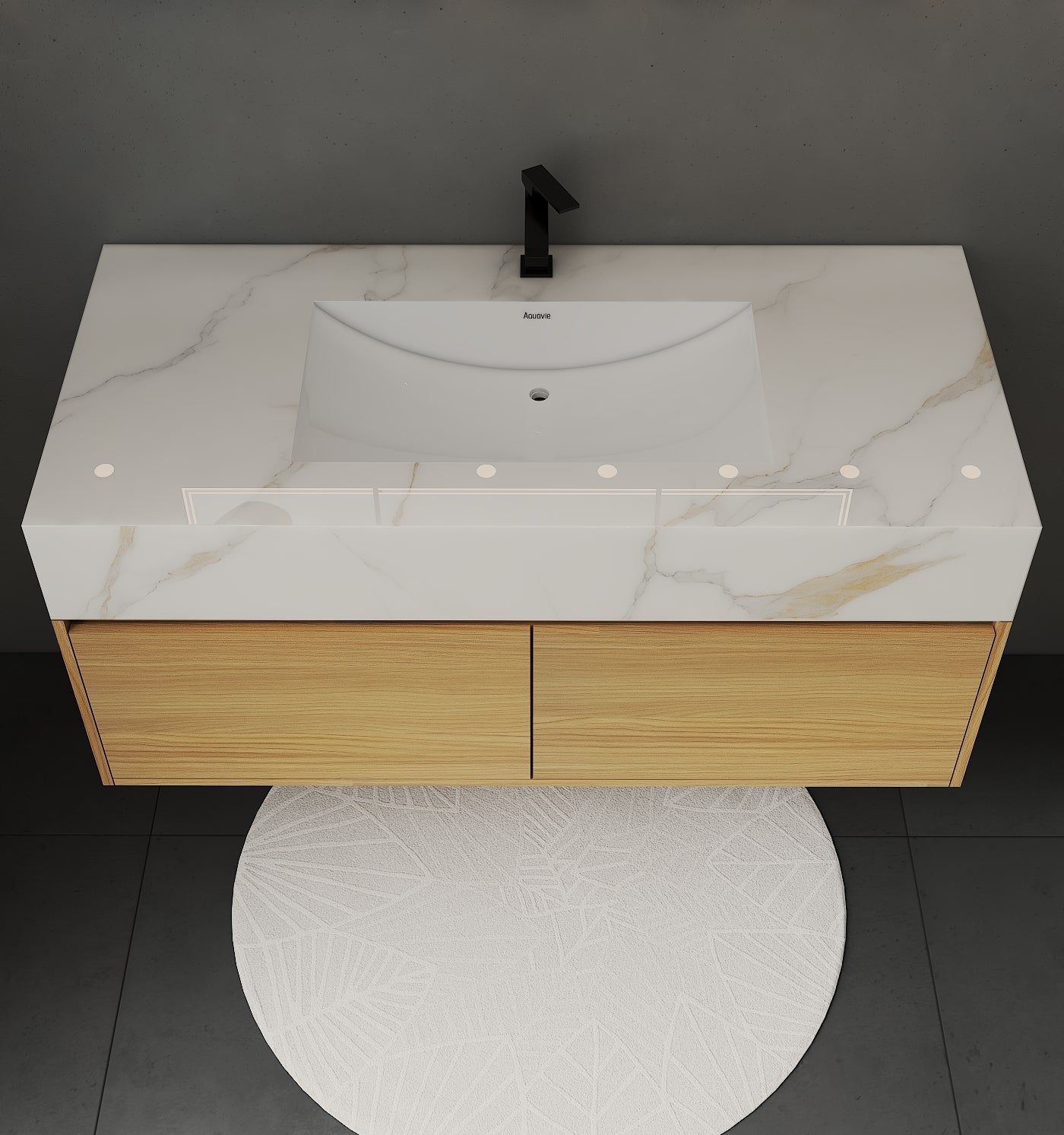 48'' Sintered Stone Top with Double Drawer Floating Bathroom Vanity - Vanity48"x22.5" NeoNova Decor