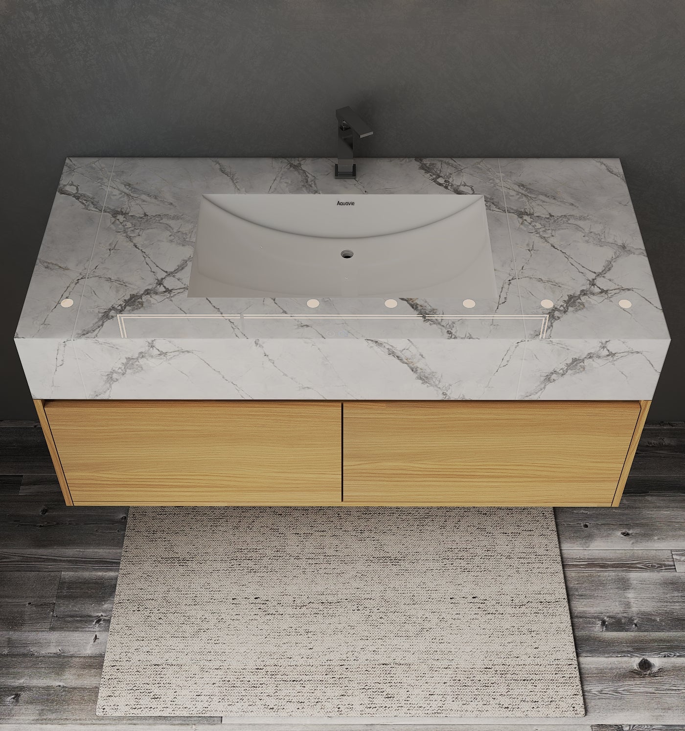 48'' Sintered Stone Top with Double Drawer Floating Bathroom Vanity - Vanity48"x22.5" NeoNova Decor