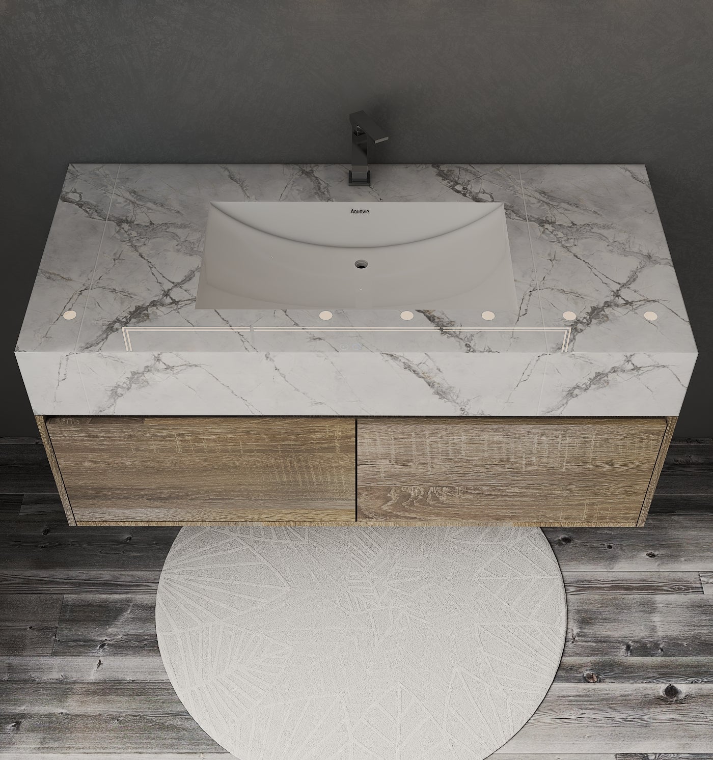 48'' Sintered Stone Top with Double Drawer Floating Bathroom Vanity - Vanity48"x22.5" NeoNova Decor