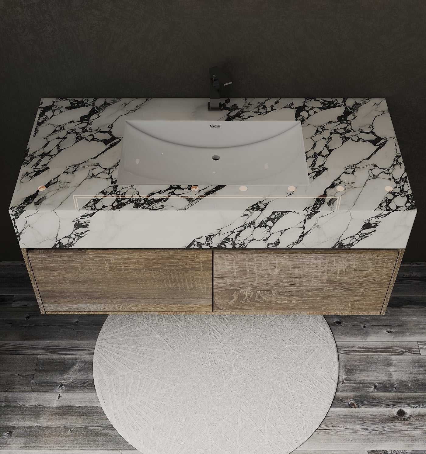 48'' Sintered Stone Top with Double Drawer Floating Bathroom Vanity - Vanity48"x22.5" NeoNova Decor