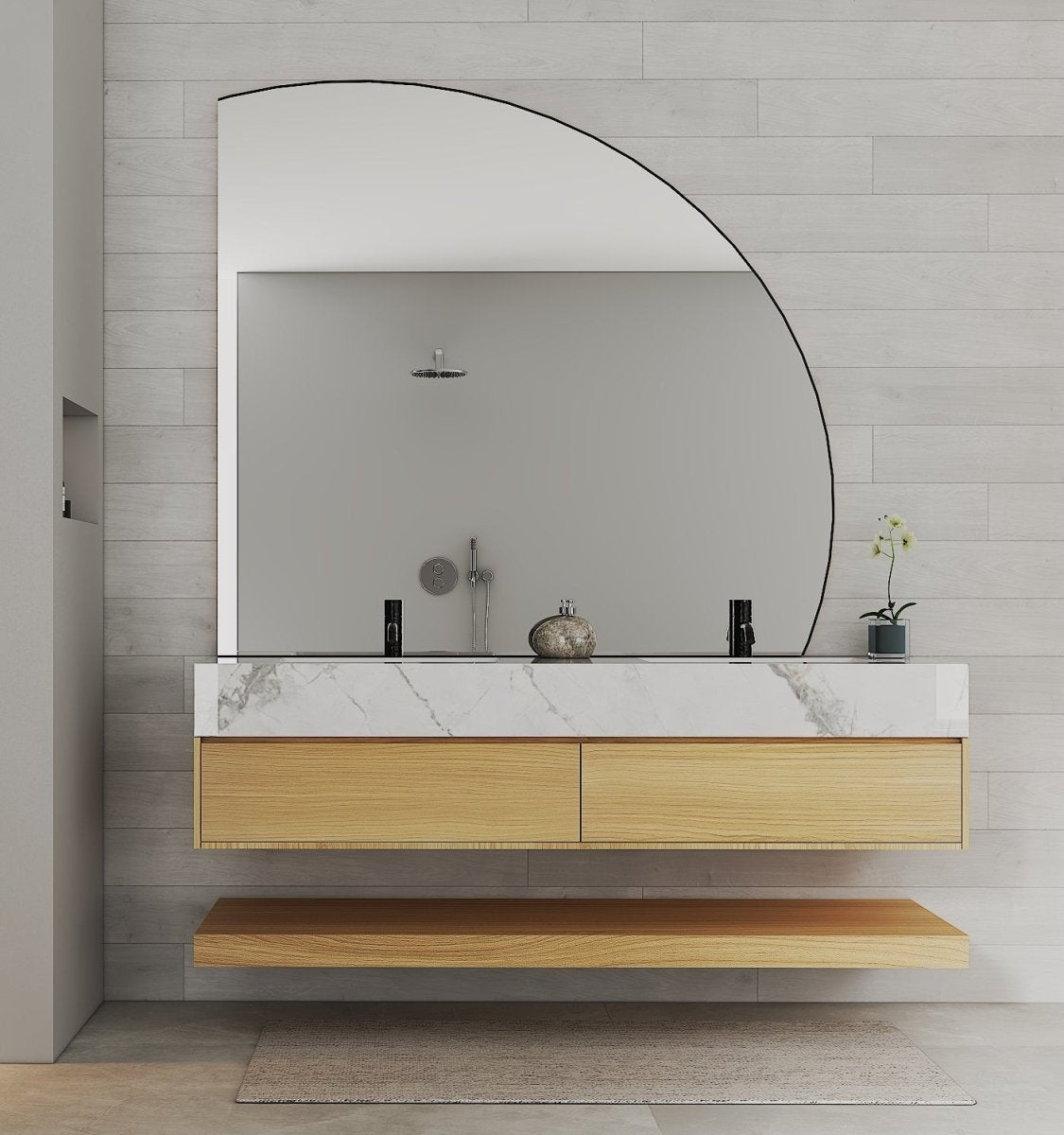 60” / 71” Honey Oak Floating Double Sink Vanity – Stone Top - VanityHoney Oak NeoNova Decor