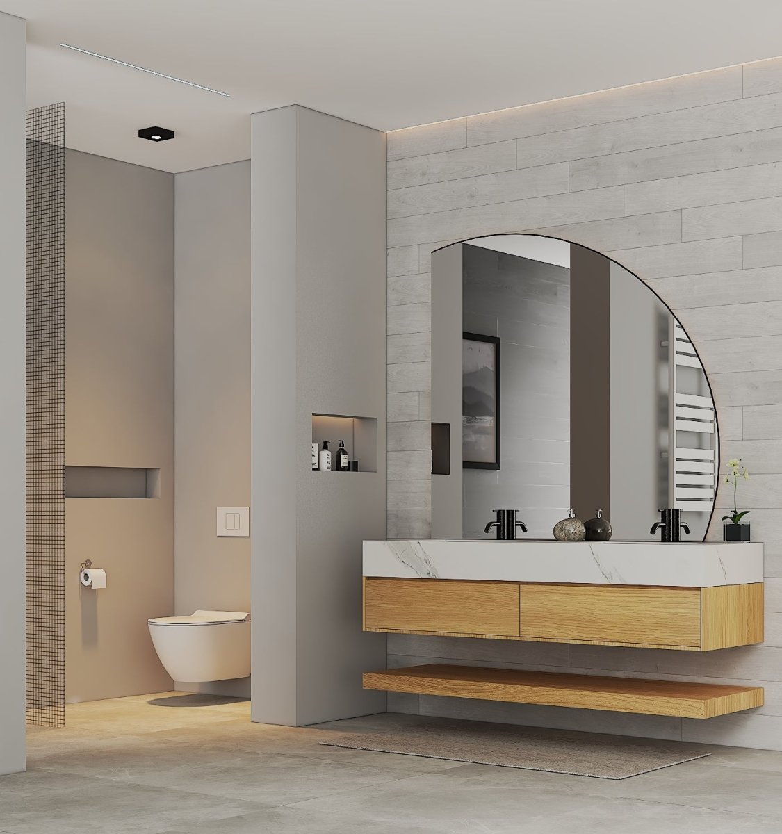 60” / 71” Honey Oak Floating Double Sink Vanity – Stone Top - VanityHoney Oak NeoNova Decor