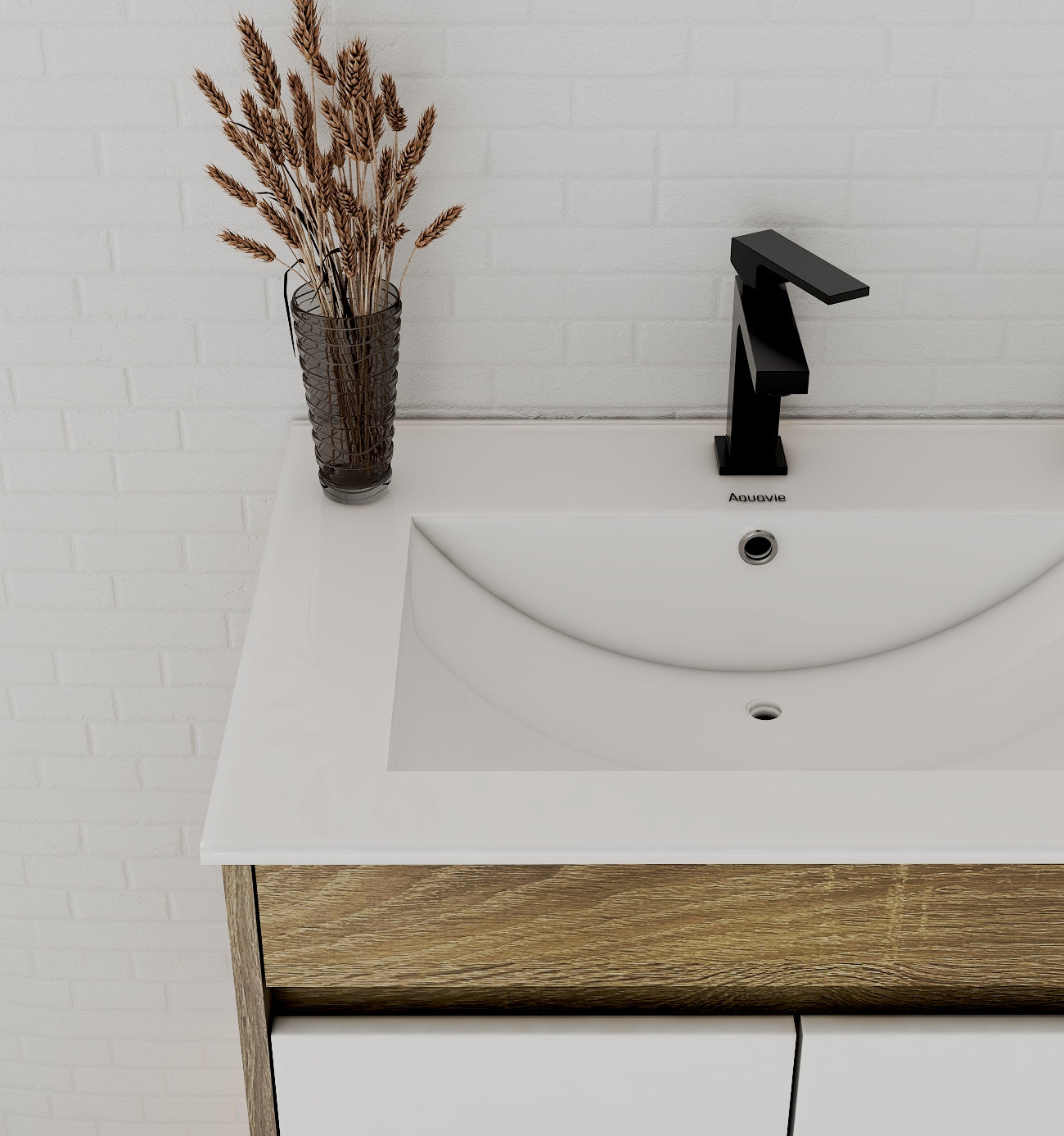 18" Narrow Depth Bathroom Vanity With Ceramic Sink