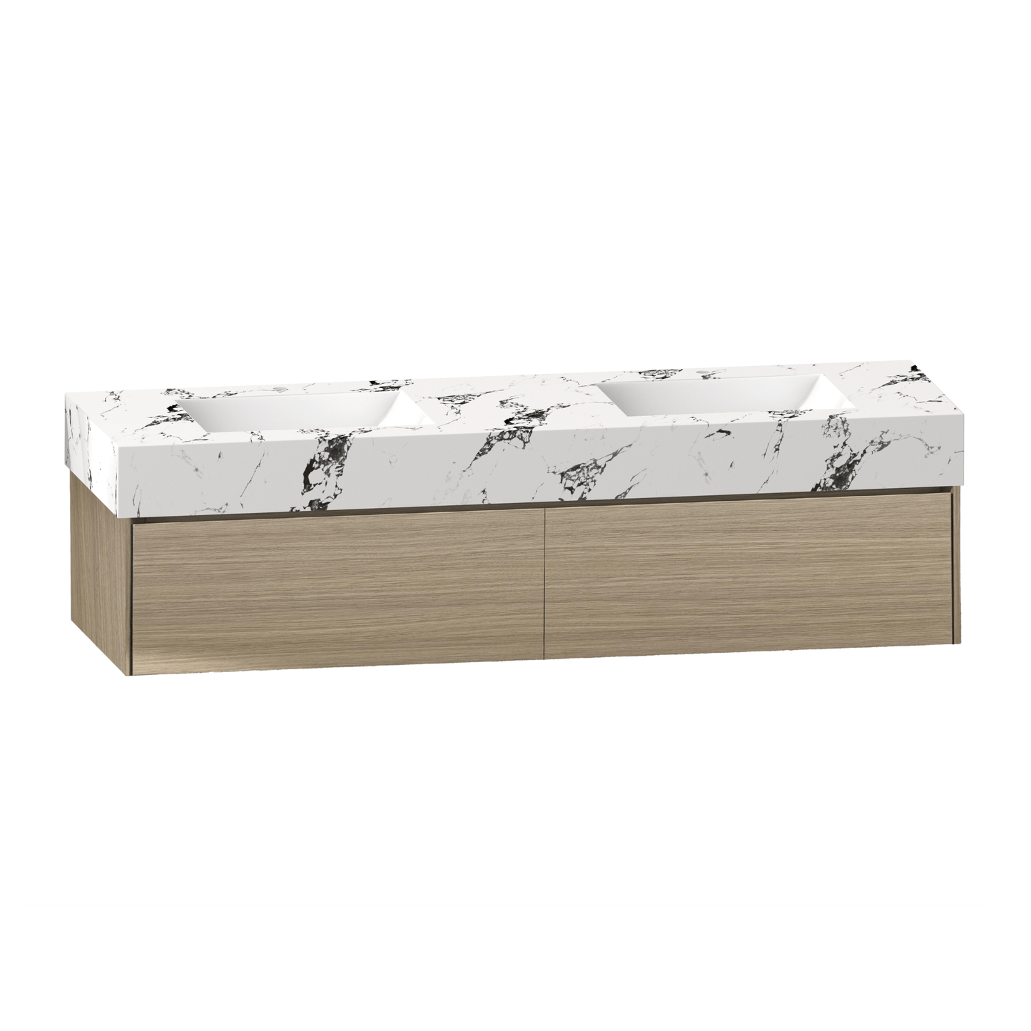 71'' Double Sink Stone Top with Single Floating Bathroom Vanity - VanityAGHTQ NeoNova Decor
