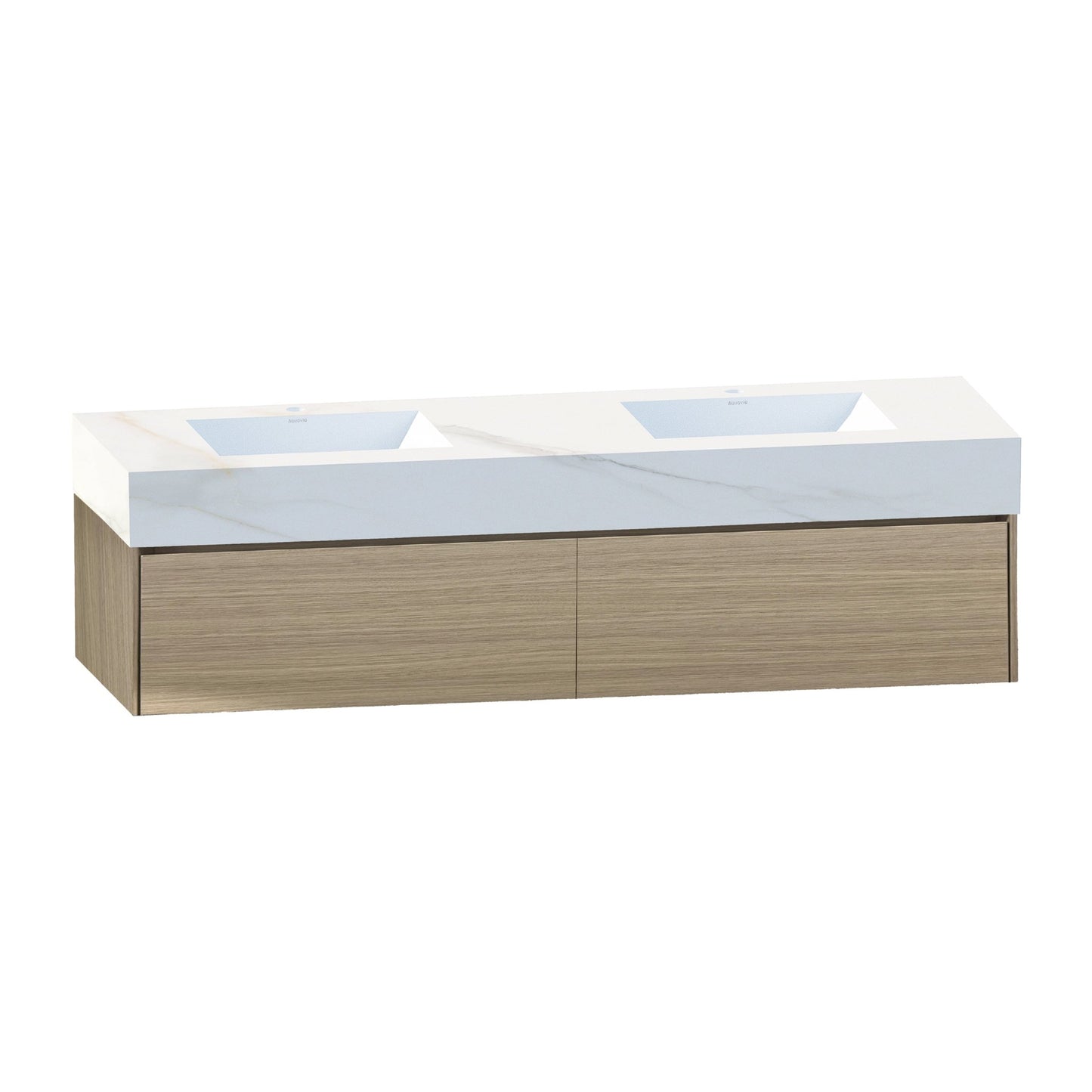 71'' Double Sink Stone Top with Single Floating Bathroom Vanity - VanityAGHTQ NeoNova Decor