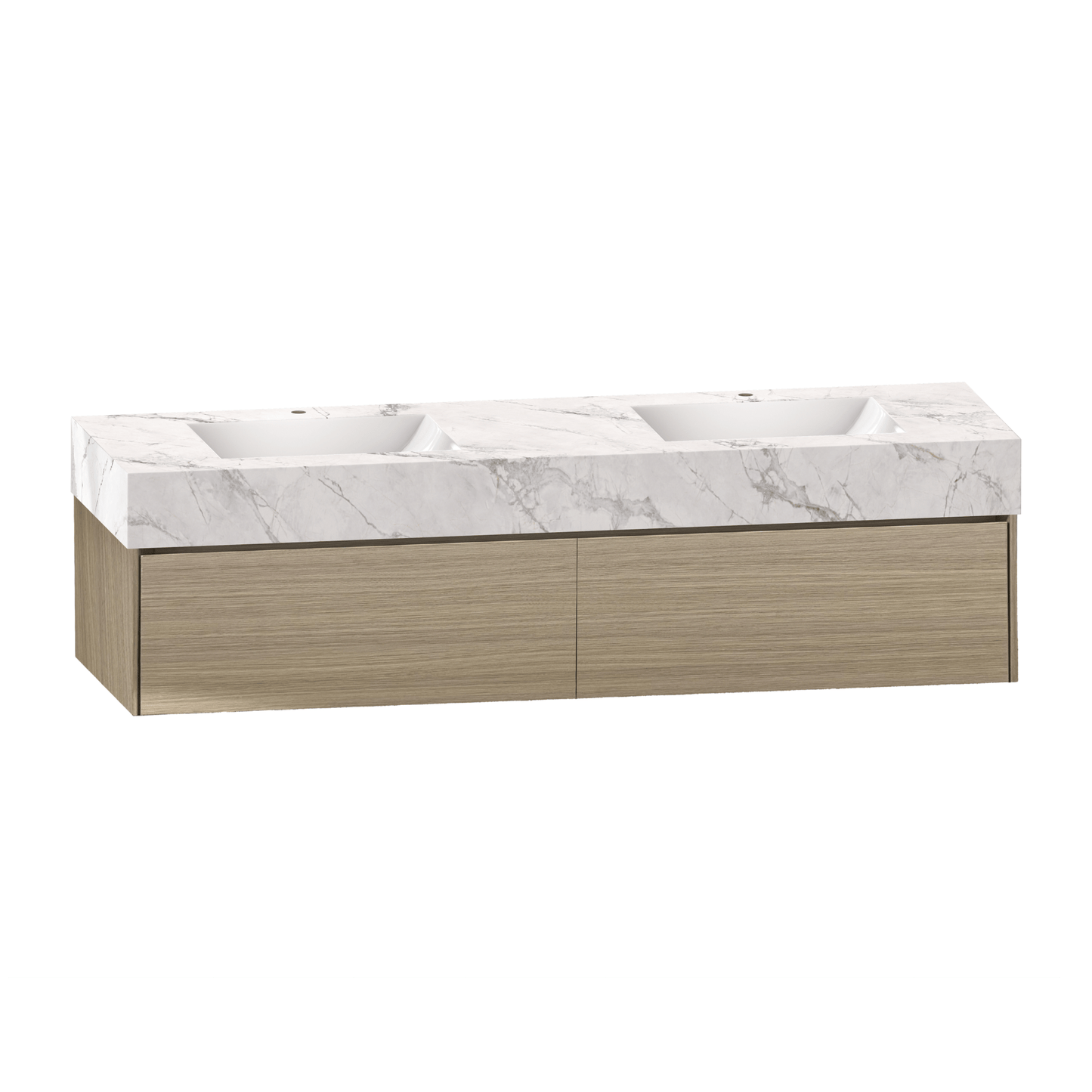 71'' Double Sink Stone Top with Single Floating Bathroom Vanity - VanityAGHTQ NeoNova Decor