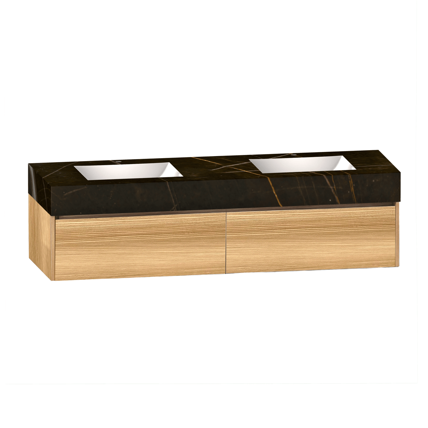 71'' Double Sink Stone Top with Single Floating Bathroom Vanity - VanityHHT NeoNova Decor