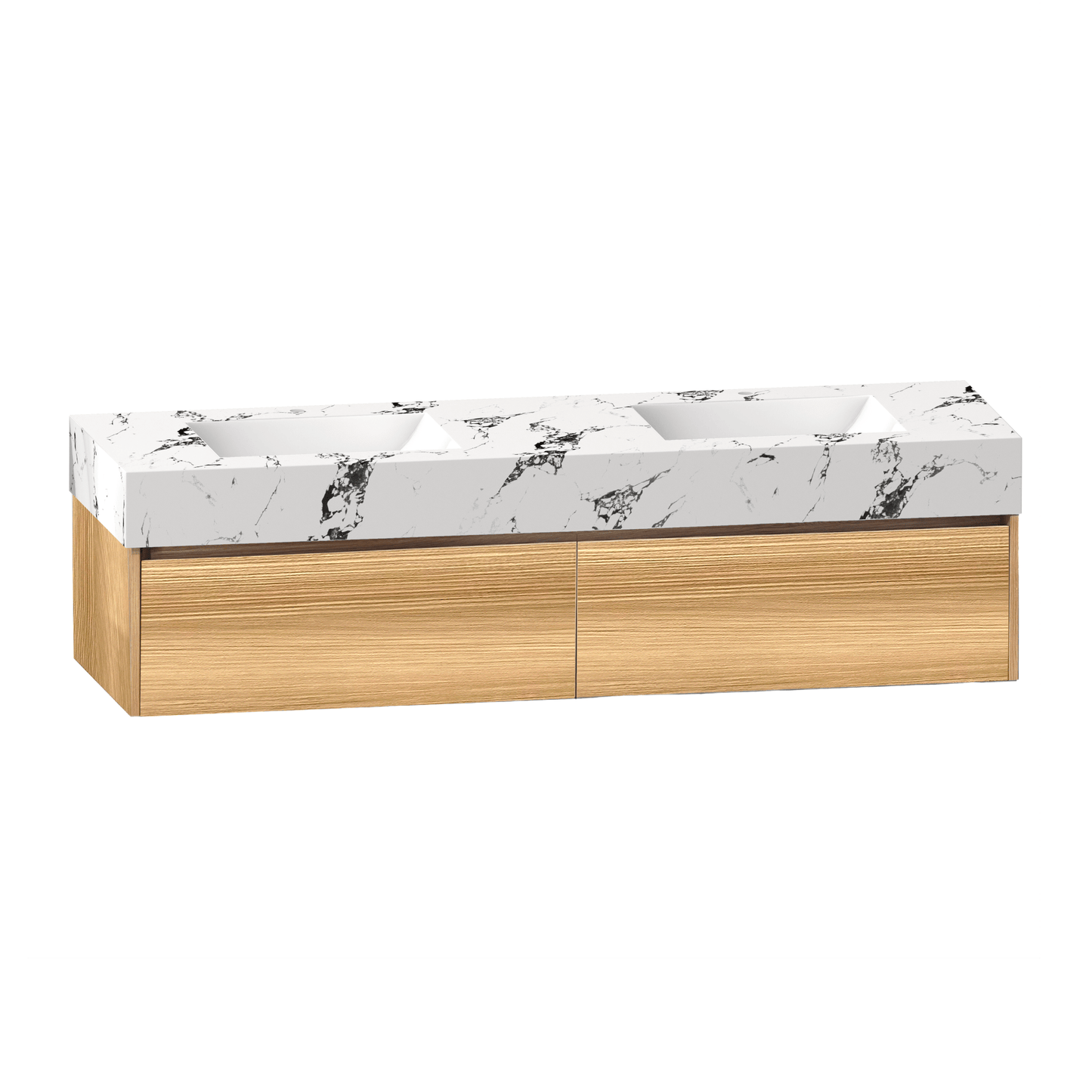 71'' Double Sink Stone Top with Single Floating Bathroom Vanity - VanityHHT NeoNova Decor
