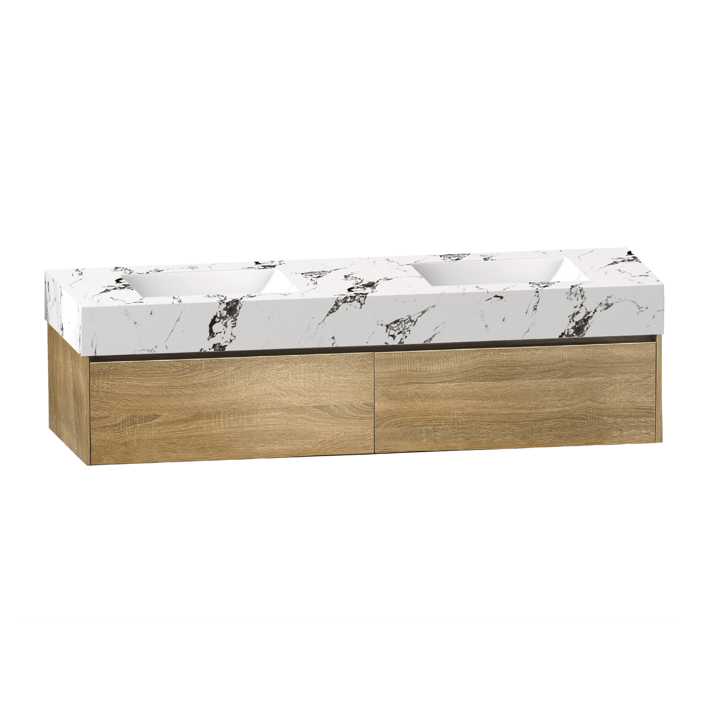 71'' Double Sink Stone Top with Single Floating Bathroom Vanity - VanityXTX NeoNova Decor