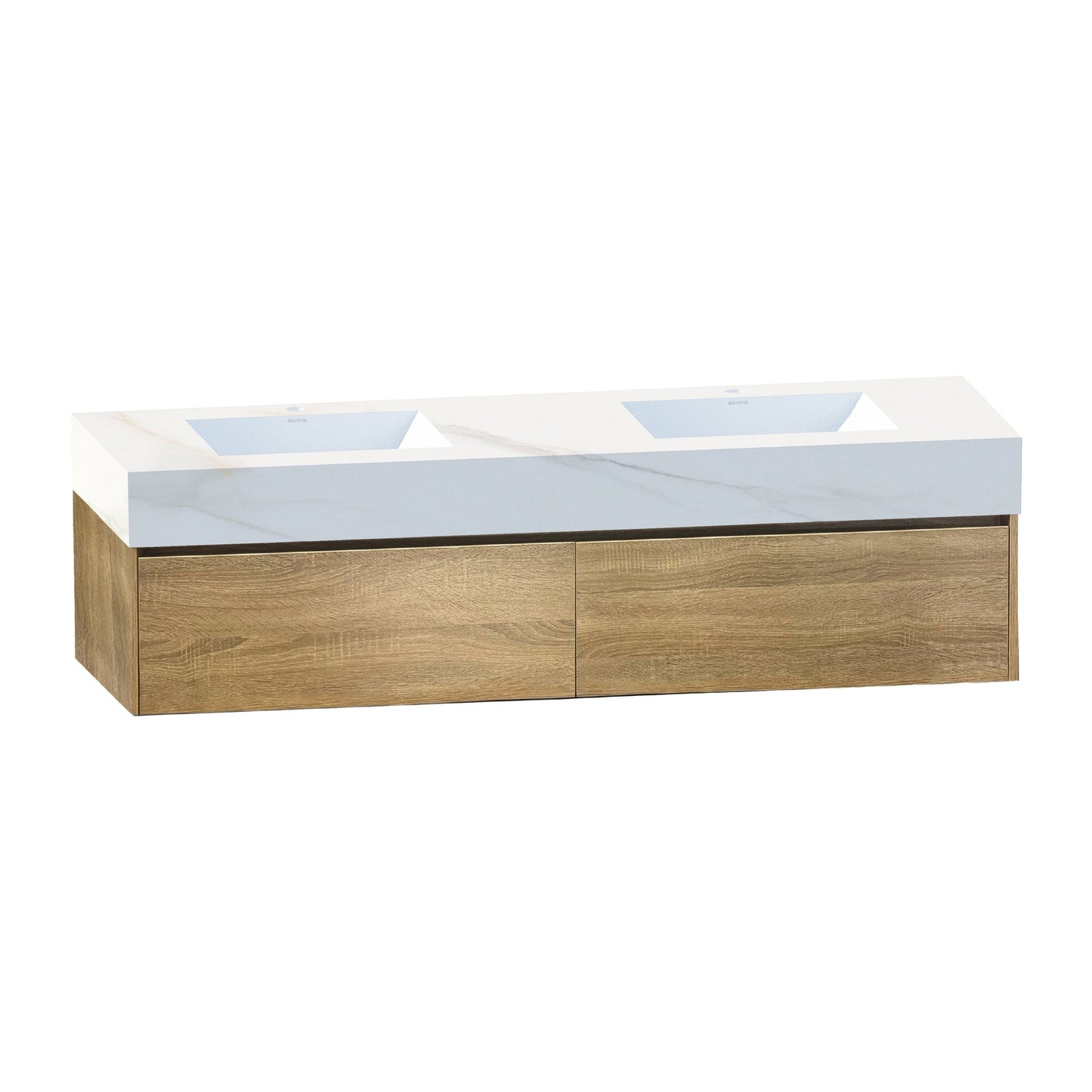 71'' Double Sink Stone Top with Single Floating Bathroom Vanity - VanityXTX NeoNova Decor