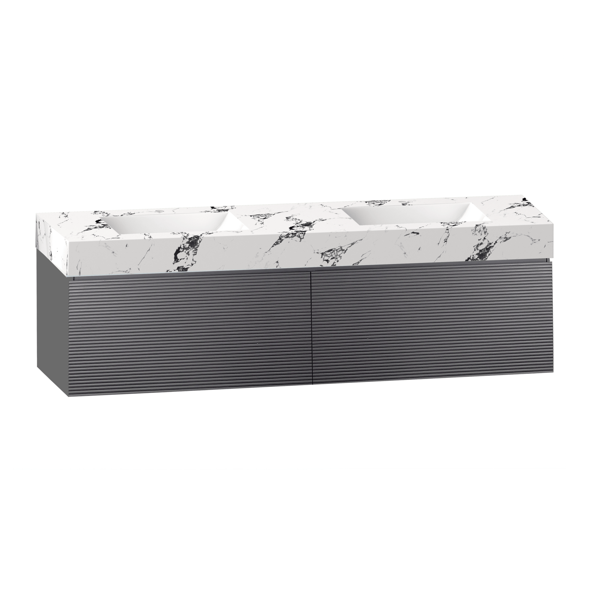 71'' Stone Top with Dark Gray Engineered Wood Floating Bathroom Vanity - Vanity71" x 22.5" NeoNova Decor