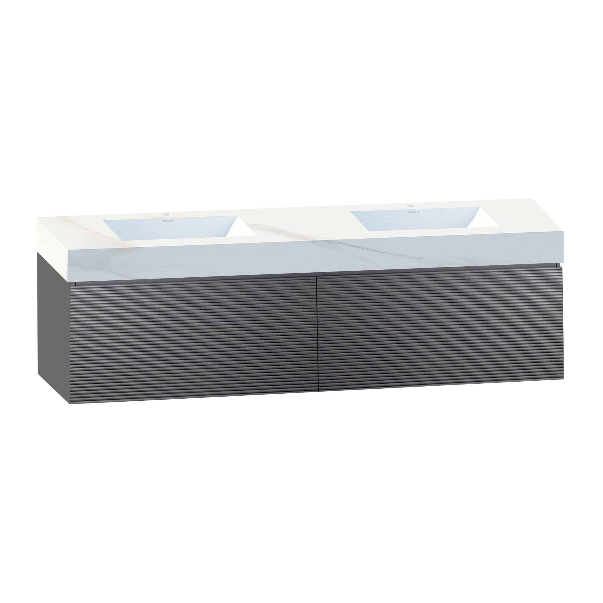 71'' Stone Top with Dark Gray Engineered Wood Floating Bathroom Vanity - Vanity71" x 22.5" NeoNova Decor