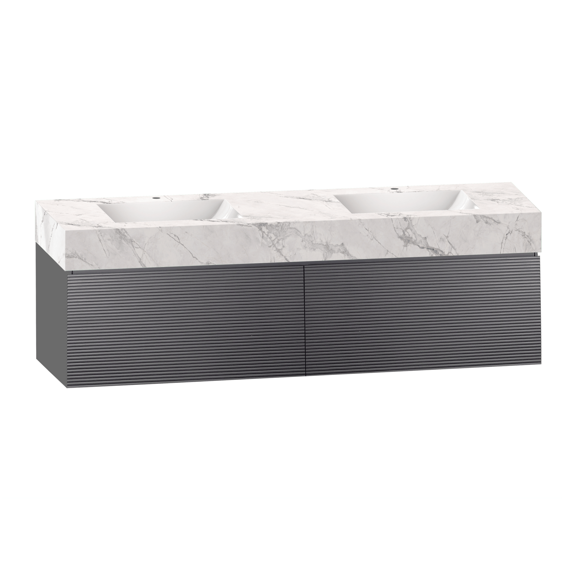 71'' Stone Top with Dark Gray Engineered Wood Floating Bathroom Vanity - Vanity71" x 22.5" NeoNova Decor