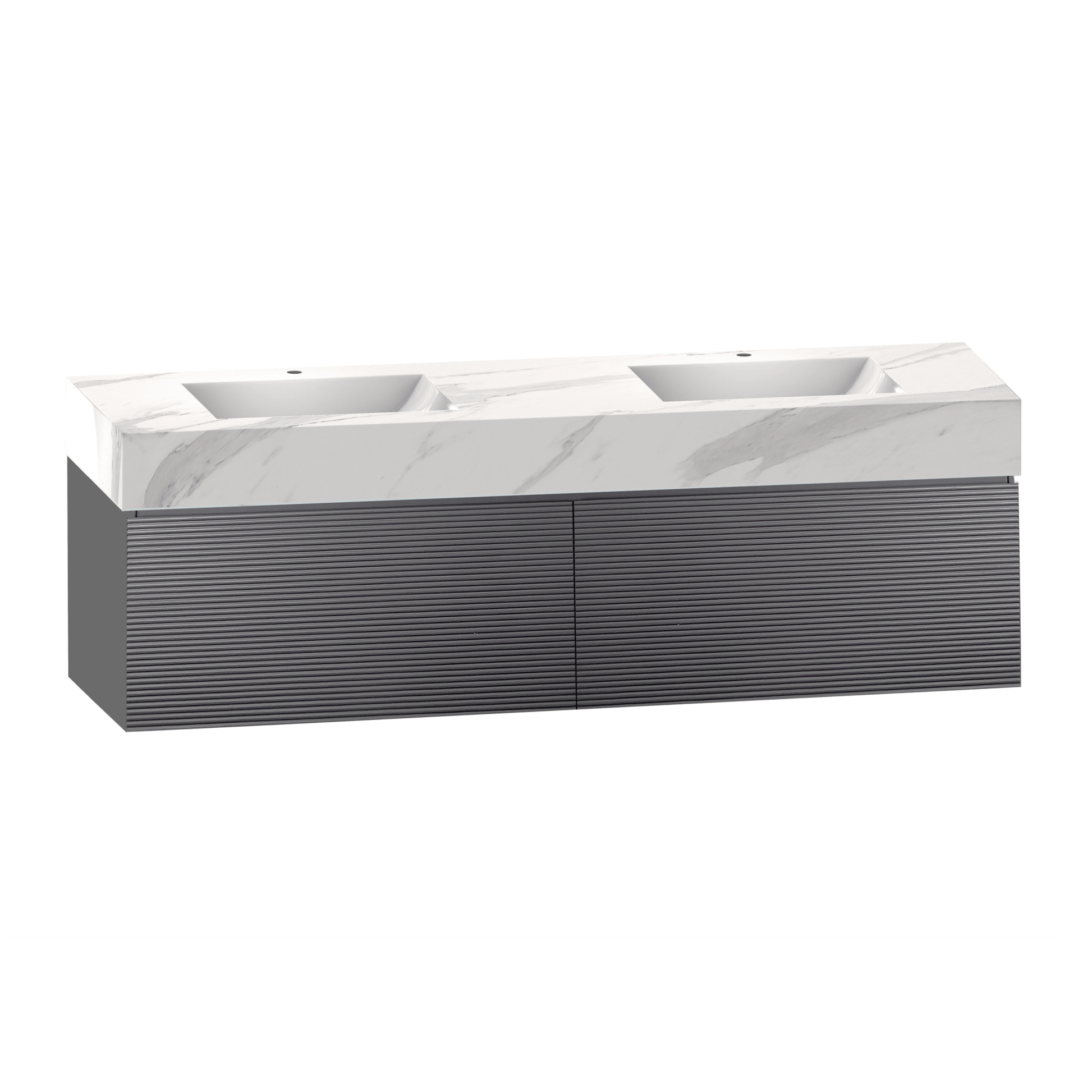 71'' Stone Top with Dark Gray Engineered Wood Floating Bathroom Vanity - Vanity71" x 22.5" NeoNova Decor