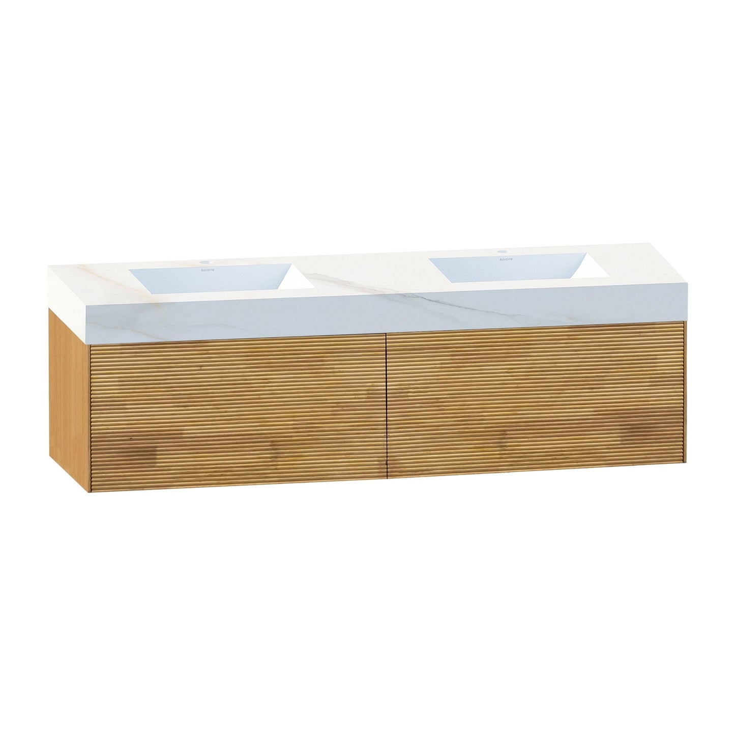 Modern oak engineered wood double sink floating vanity 71 inch