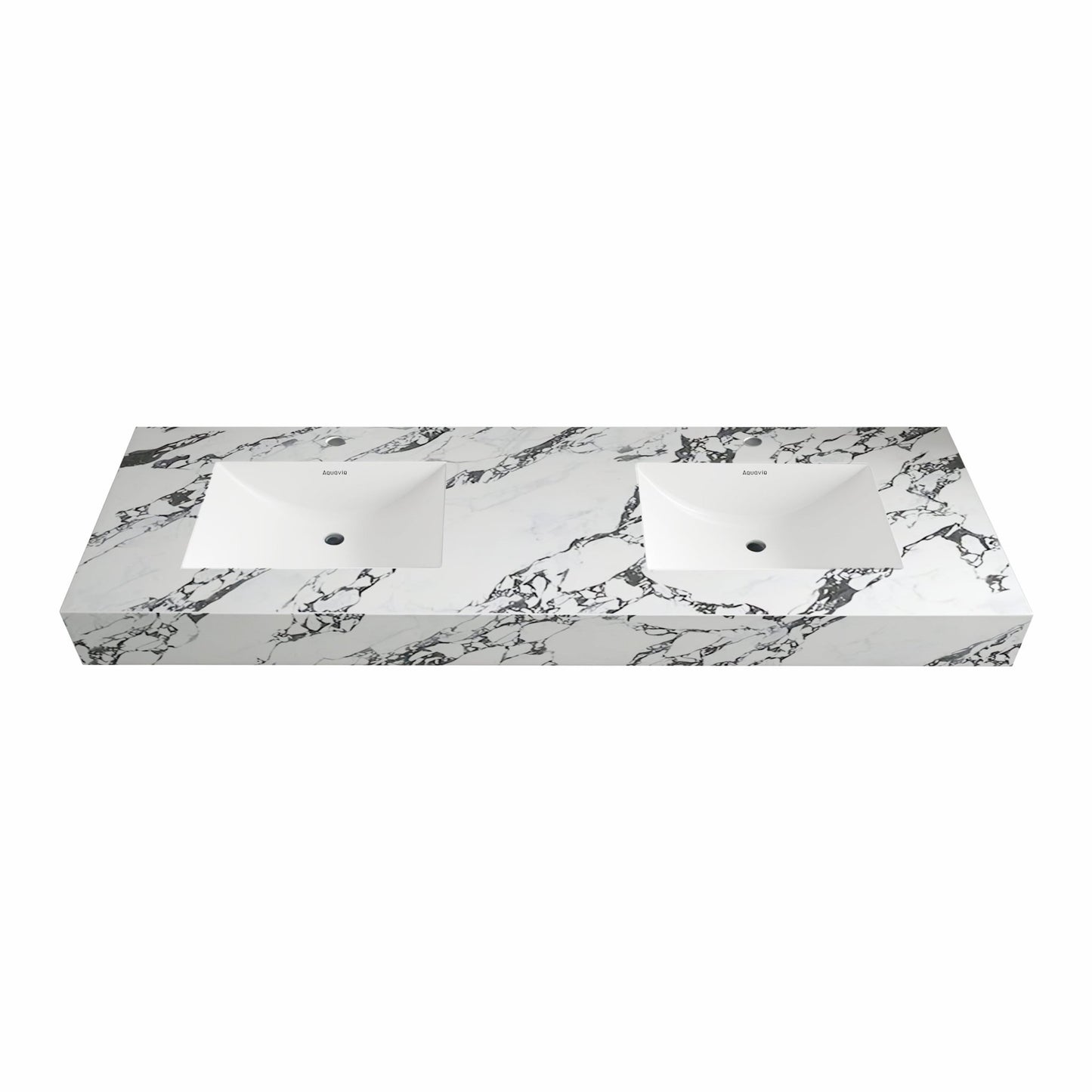 71"/60" Double sink sintered Stone Vanity Top - Various Colors - calacatta black NeoNova Decor