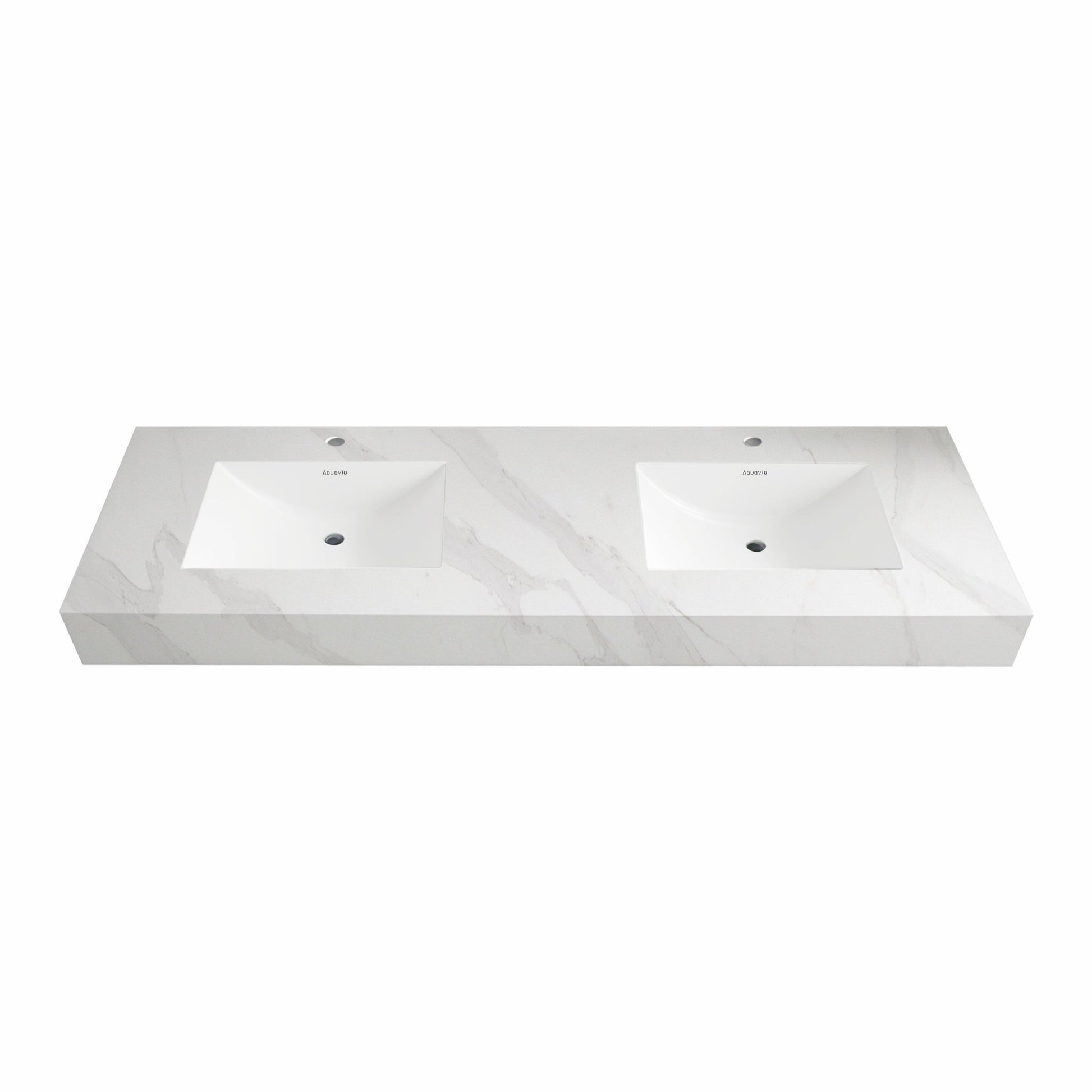 71"/60" Double sink sintered Stone Vanity Top - Various Colors - White Carrara NeoNova Decor