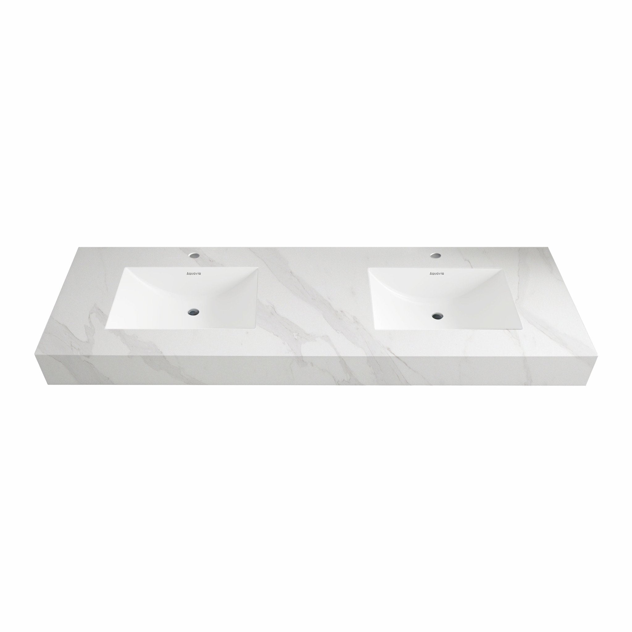 71"/60" Double sink sintered Stone Vanity Top - Various Colors - White Carrara NeoNova Decor