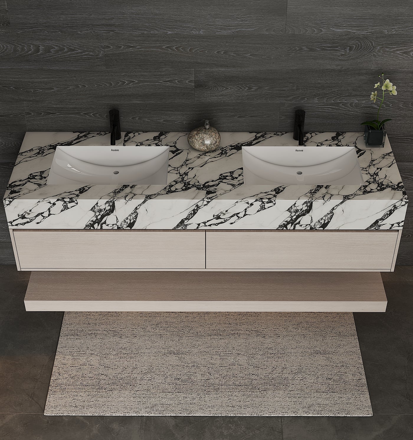 71'',60” Double Sink Stone Top with Hotel - Style Floating Bathroom Vanity - VanityAGHTQ NeoNova Decor