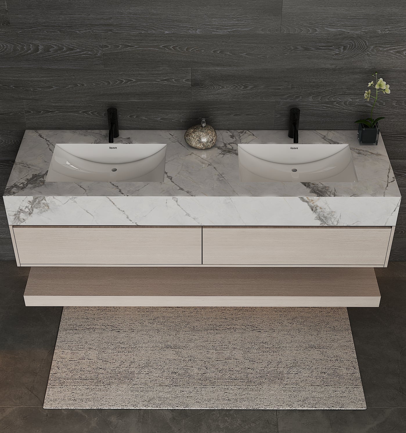 71'',60” Double Sink Stone Top with Hotel - Style Floating Bathroom Vanity - VanityAGHTQ NeoNova Decor