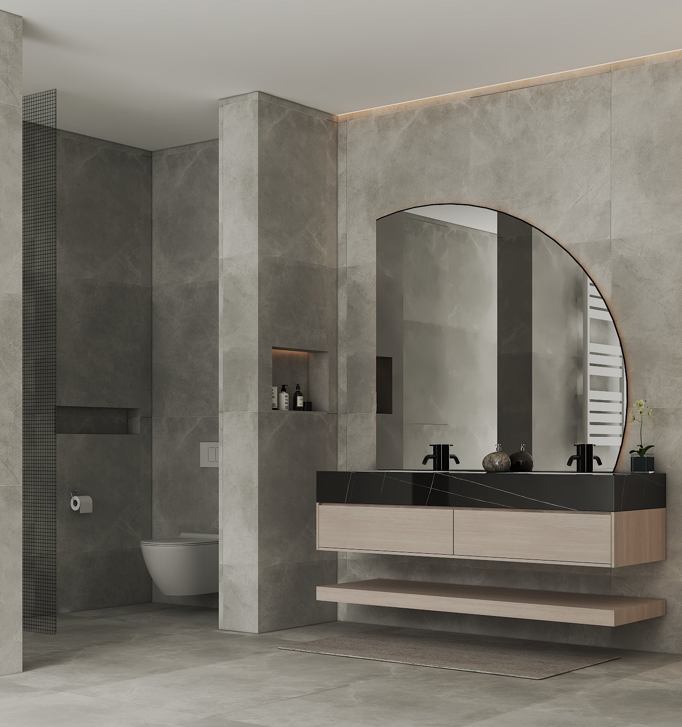 71'',60” Double Sink Stone Top with Hotel - Style Floating Bathroom Vanity - VanityAGHTQ NeoNova Decor