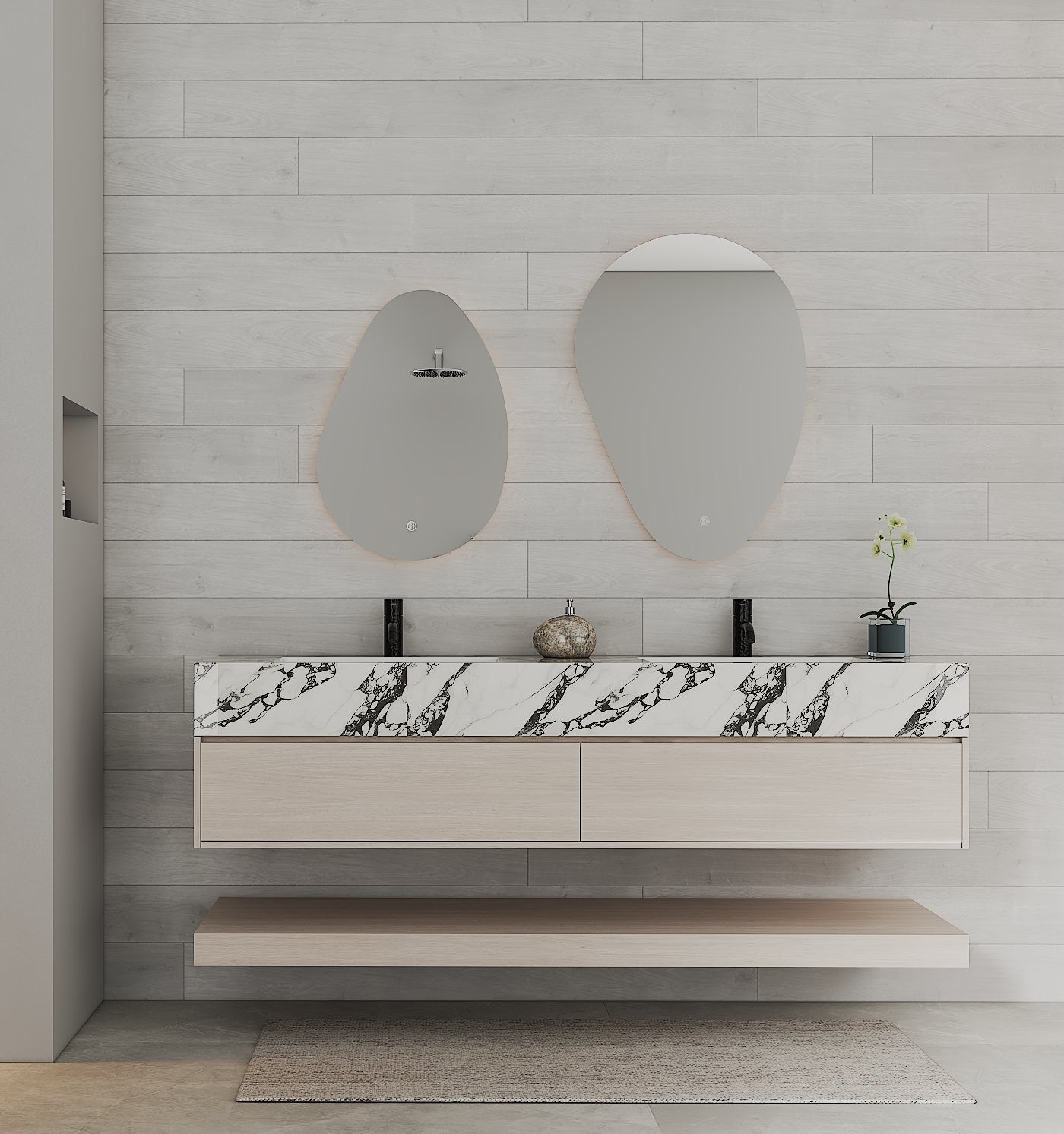 71'',60” Double Sink Stone Top with Hotel - Style Floating Bathroom Vanity - VanityAGHTQ NeoNova Decor