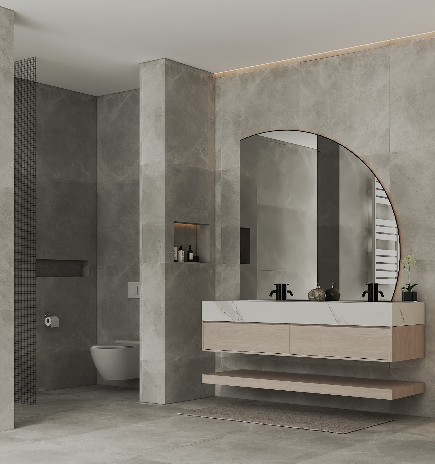 71'',60” Double Sink Stone Top with Hotel - Style Floating Bathroom Vanity - VanityAGHTQ NeoNova Decor