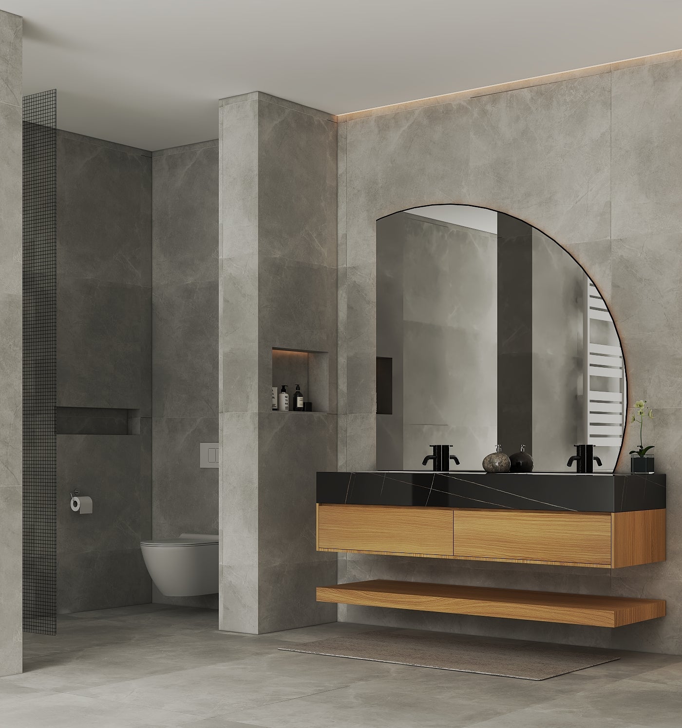 71'',60” Double Sink Stone Top with Hotel - Style Floating Bathroom Vanity - VanityHHT NeoNova Decor
