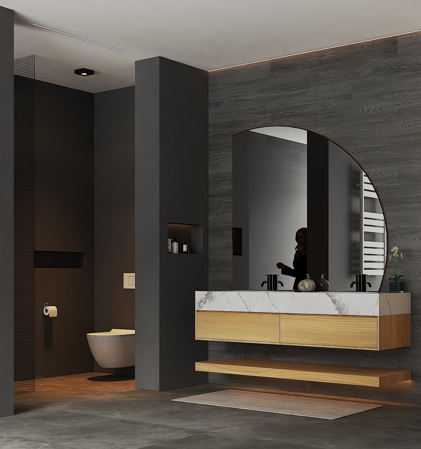 71'',60” Double Sink Stone Top with Hotel - Style Floating Bathroom Vanity - VanityHHT NeoNova Decor
