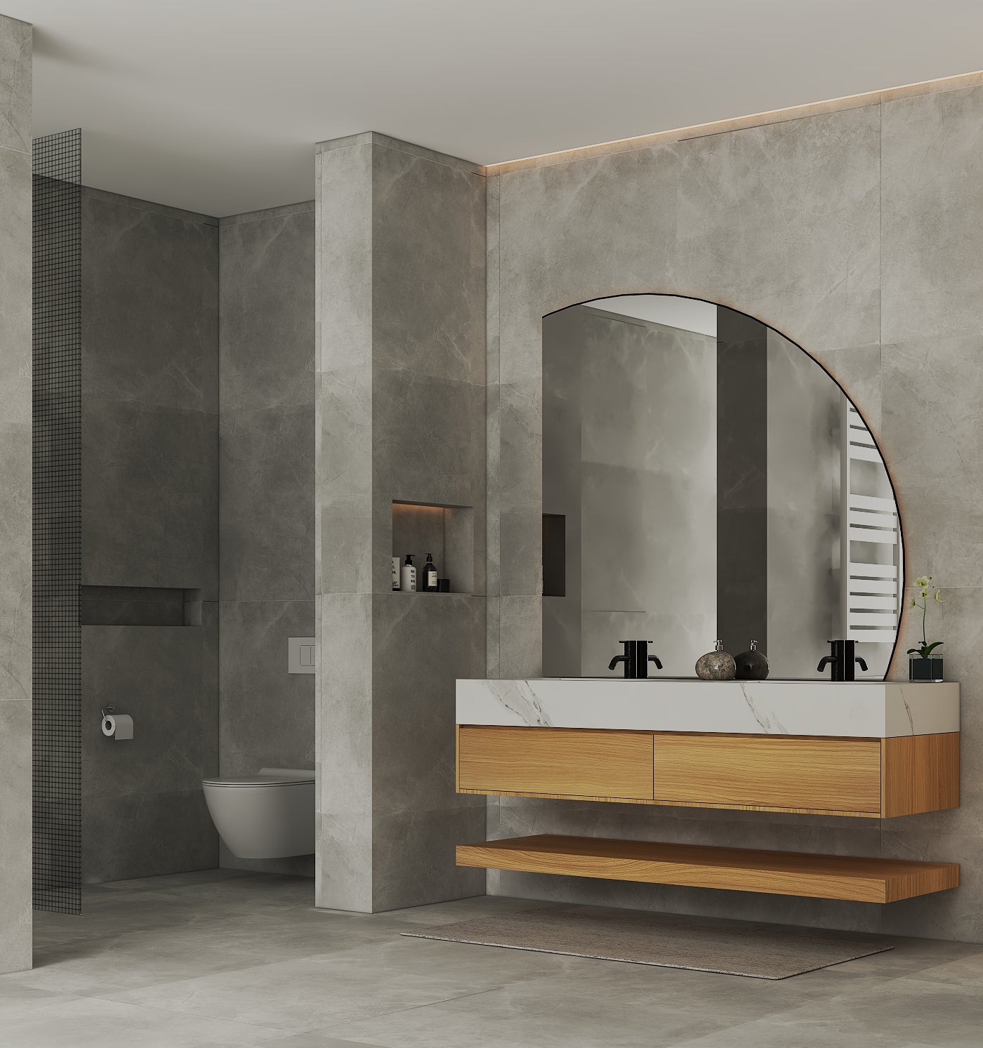 71'',60” Double Sink Stone Top with Hotel - Style Floating Bathroom Vanity - VanityHHT NeoNova Decor
