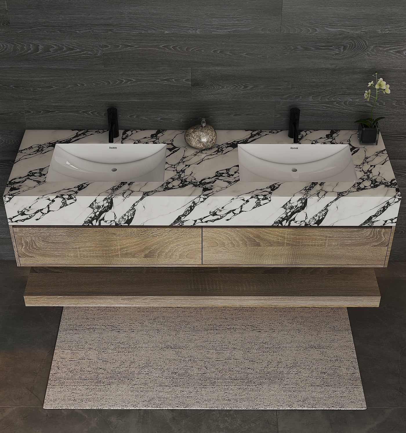71'',60” Double Sink Stone Top with Hotel - Style Floating Bathroom Vanity - VanityXTX NeoNova Decor