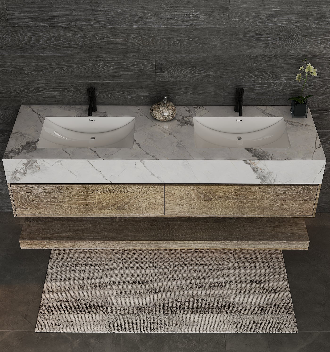 71'',60” Double Sink Stone Top with Hotel - Style Floating Bathroom Vanity - VanityXTX NeoNova Decor