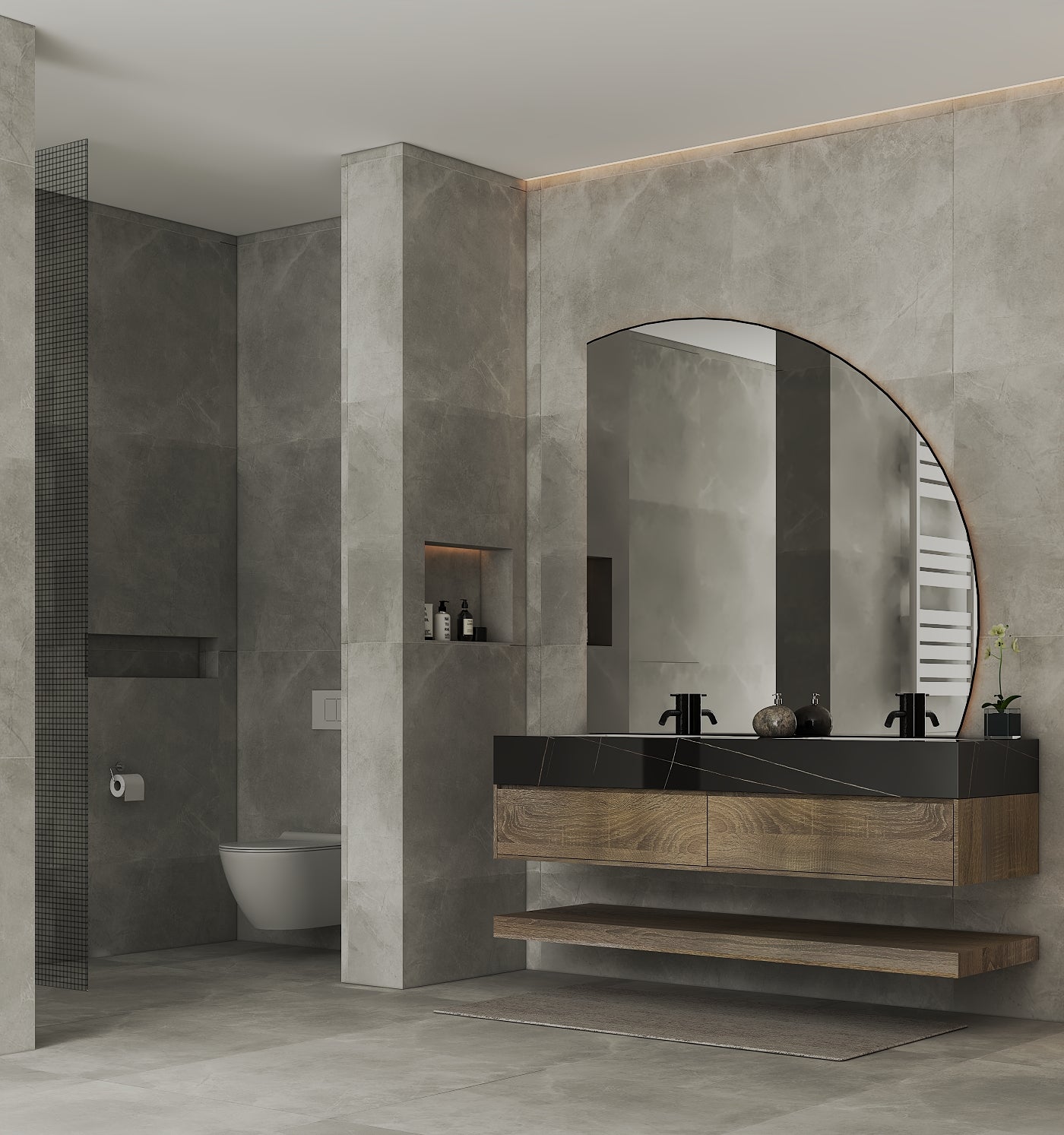 71'',60” Double Sink Stone Top with Hotel - Style Floating Bathroom Vanity - VanityXTX NeoNova Decor