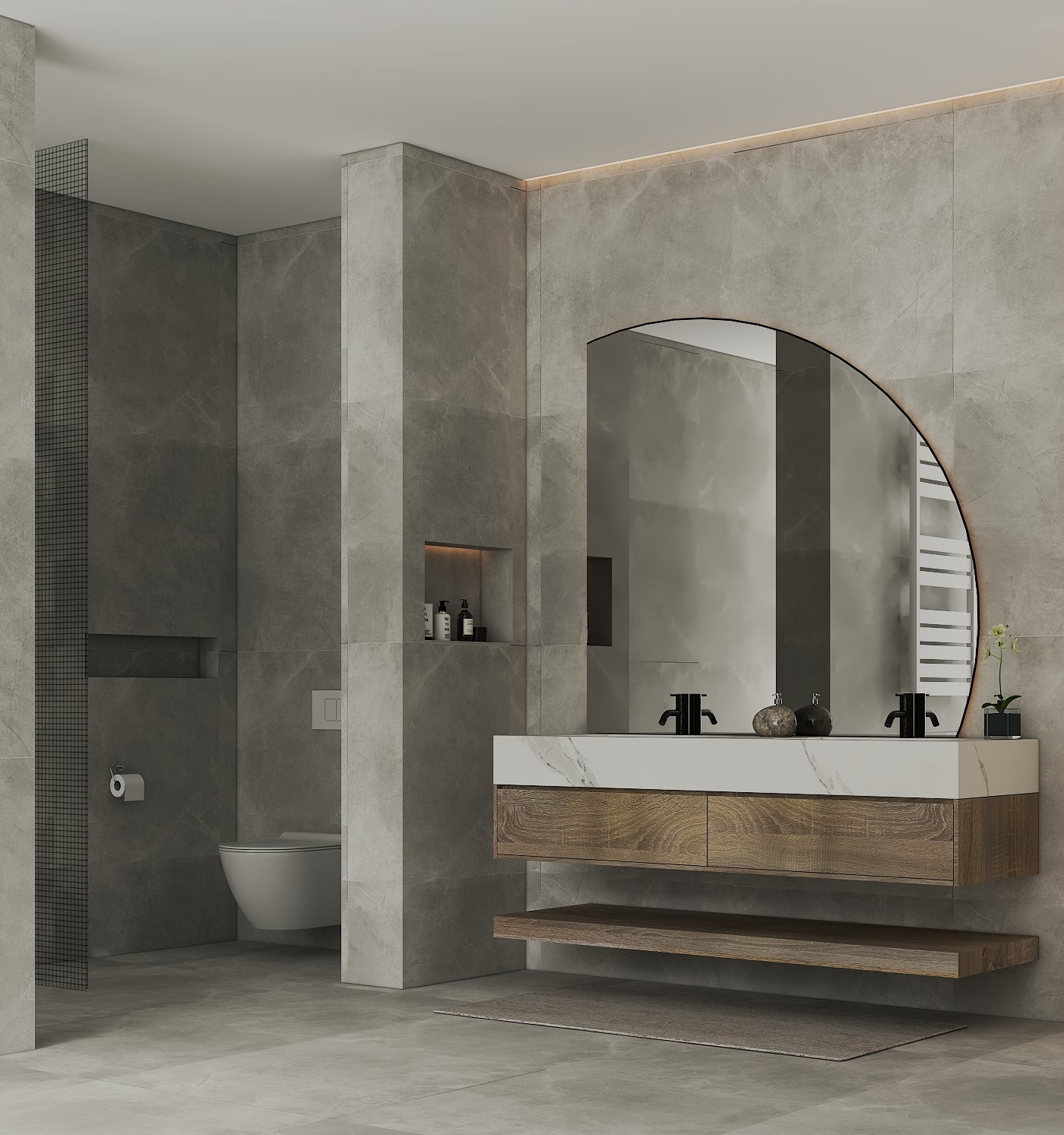 71'',60” Double Sink Stone Top with Hotel - Style Floating Bathroom Vanity - VanityXTX NeoNova Decor