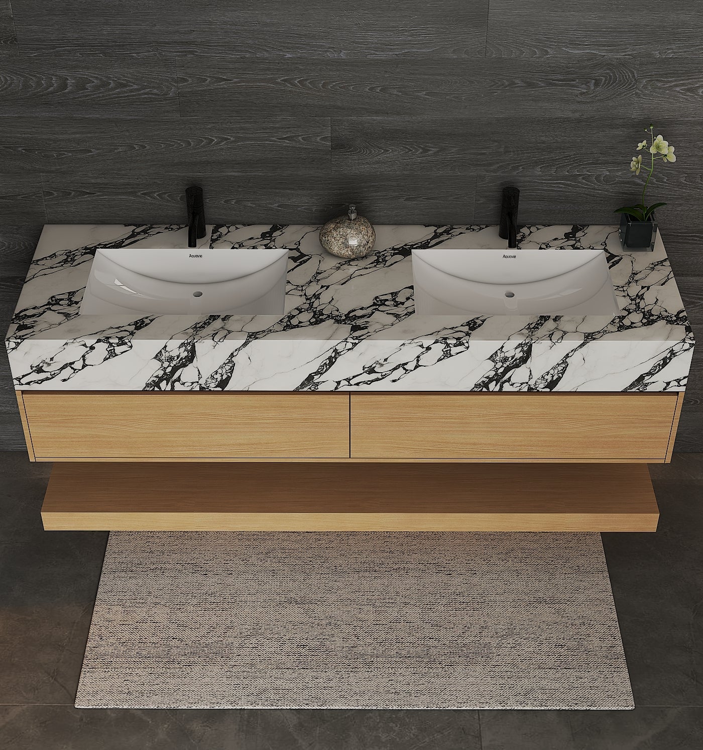 71'',60” Double Sink Stone Top with Hotel - Style Floating Bathroom Vanity - VanityZMR NeoNova Decor