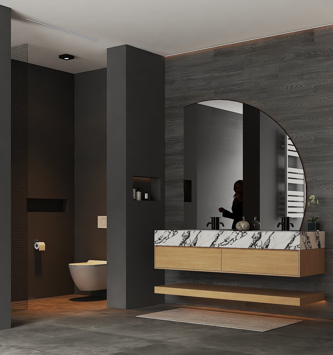 71'',60” Double Sink Stone Top with Hotel - Style Floating Bathroom Vanity - VanityZMR NeoNova Decor