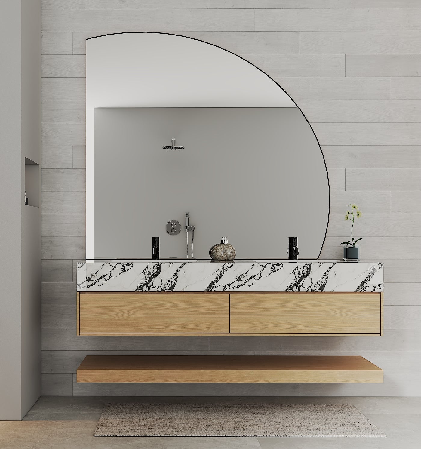 71'',60” Double Sink Stone Top with Hotel - Style Floating Bathroom Vanity - VanityZMR NeoNova Decor
