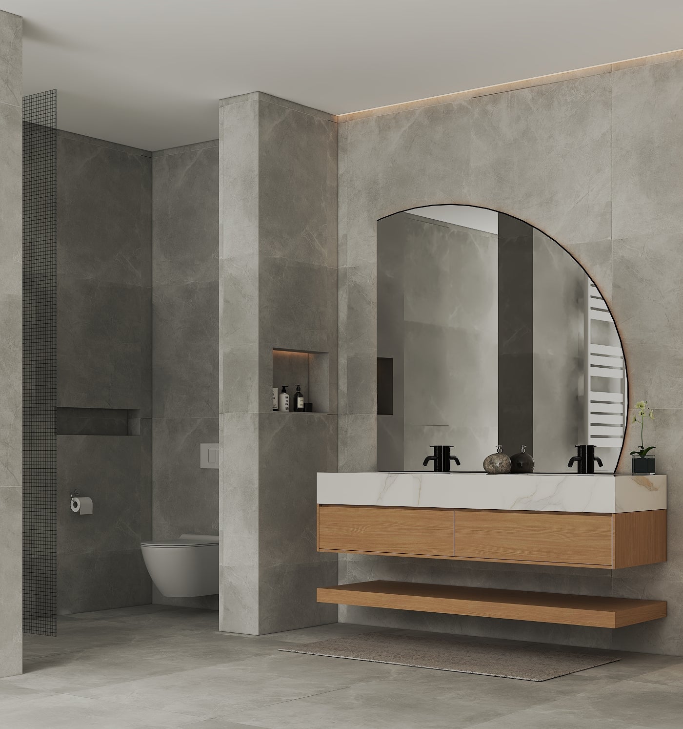 71'',60” Double Sink Stone Top with Hotel - Style Floating Bathroom Vanity - VanityZMR NeoNova Decor