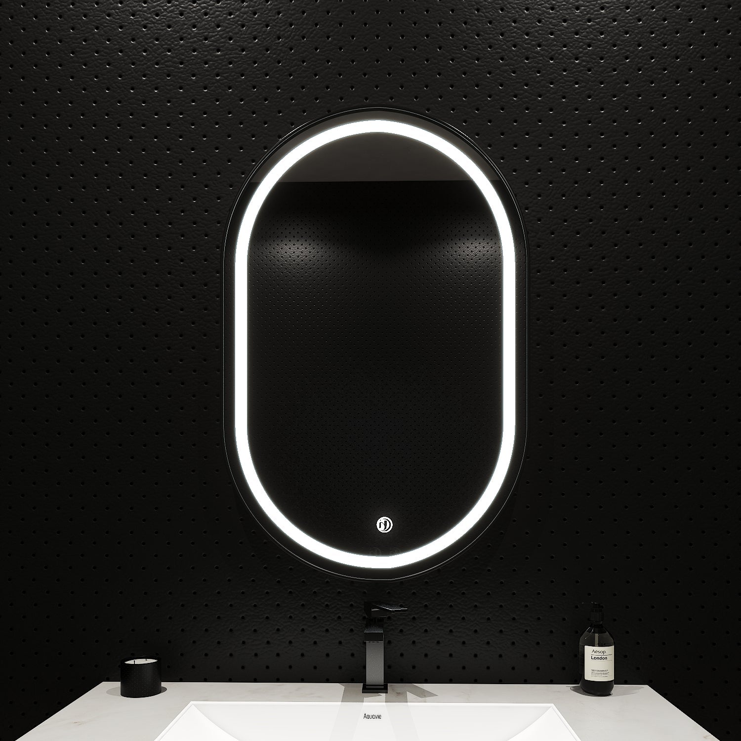 Arco Sense LED Mirror – Wave Sensor, Dimming - LED MIrrorBrush Gold NeoNova Decor