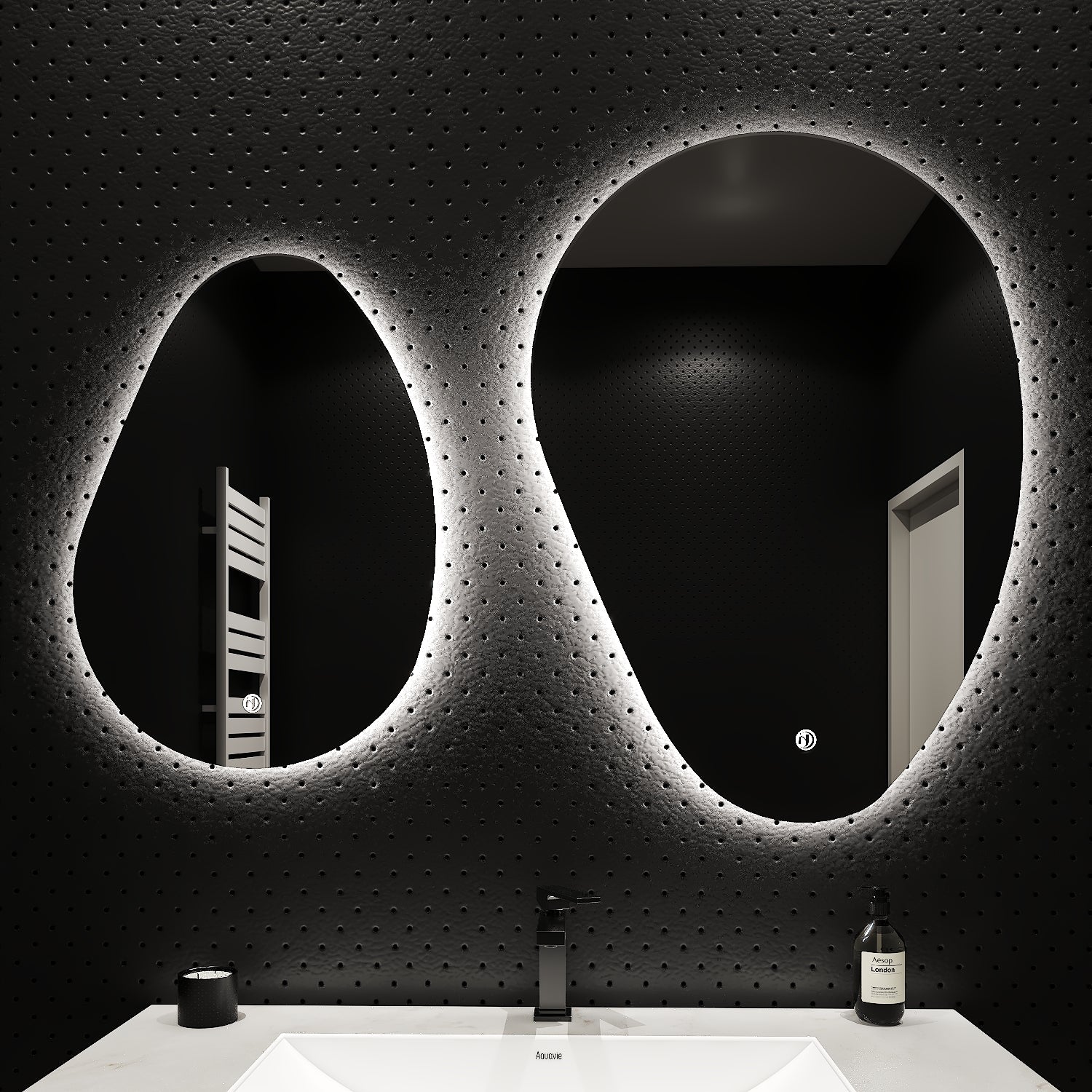 Asymmetrical LED Mirror – 20"x28" /24"x32", Wave Sensor & Backlit - 20" x 28" NeoNova Decor