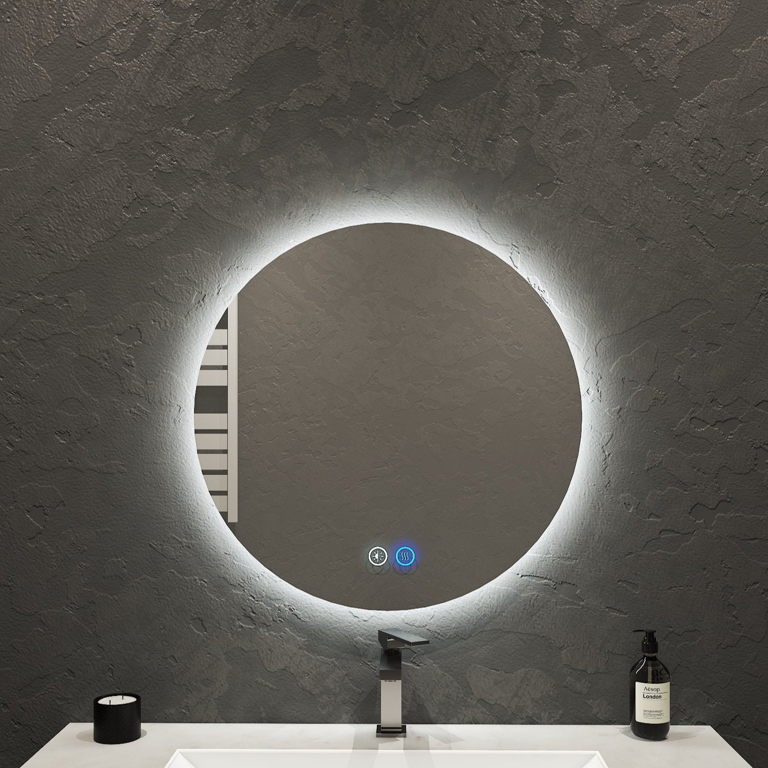 Aura LED Mirror – Backlit Round Mirror 24" - LED MIrror NeoNova Decor