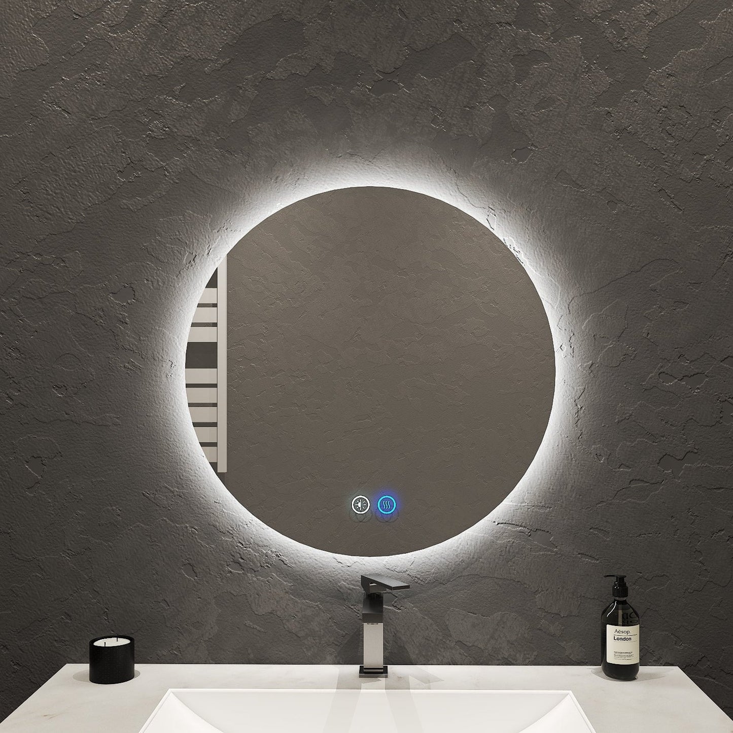 Aura LED Mirror – Backlit Round Mirror 24" - LED MIrror NeoNova Decor