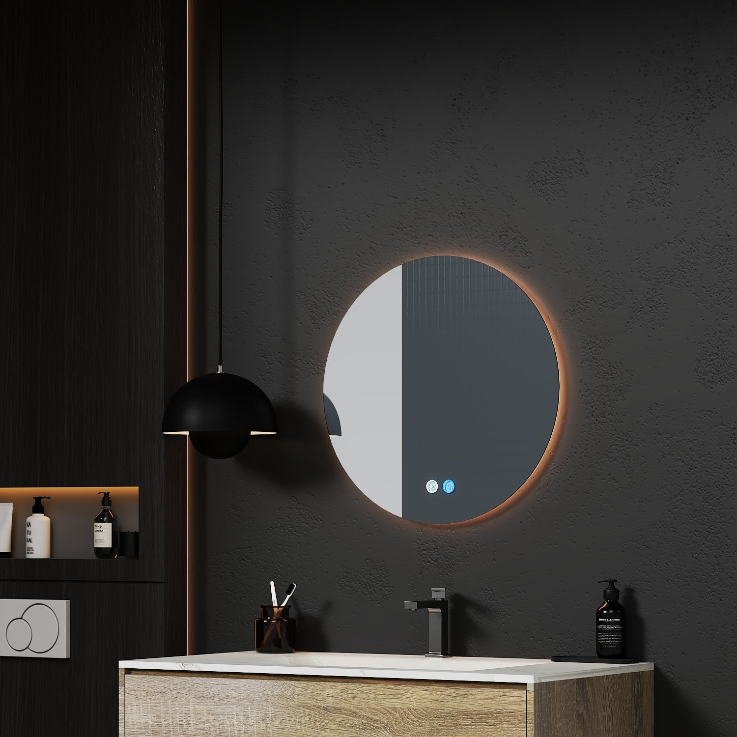 Aura LED Mirror – Backlit Round Mirror 24" - LED MIrror NeoNova Decor