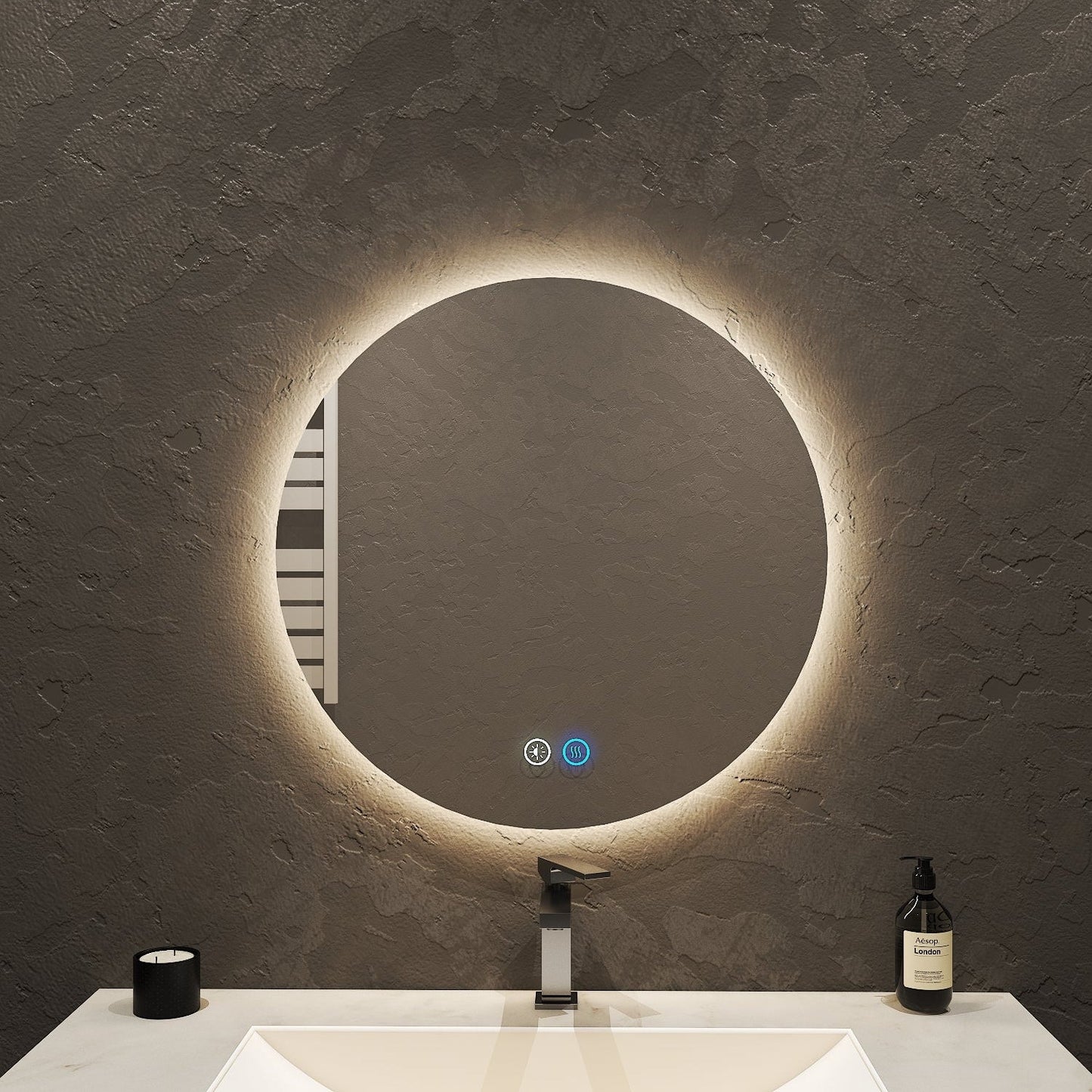 Aura LED Mirror – Backlit Round Mirror 24" - LED MIrror NeoNova Decor