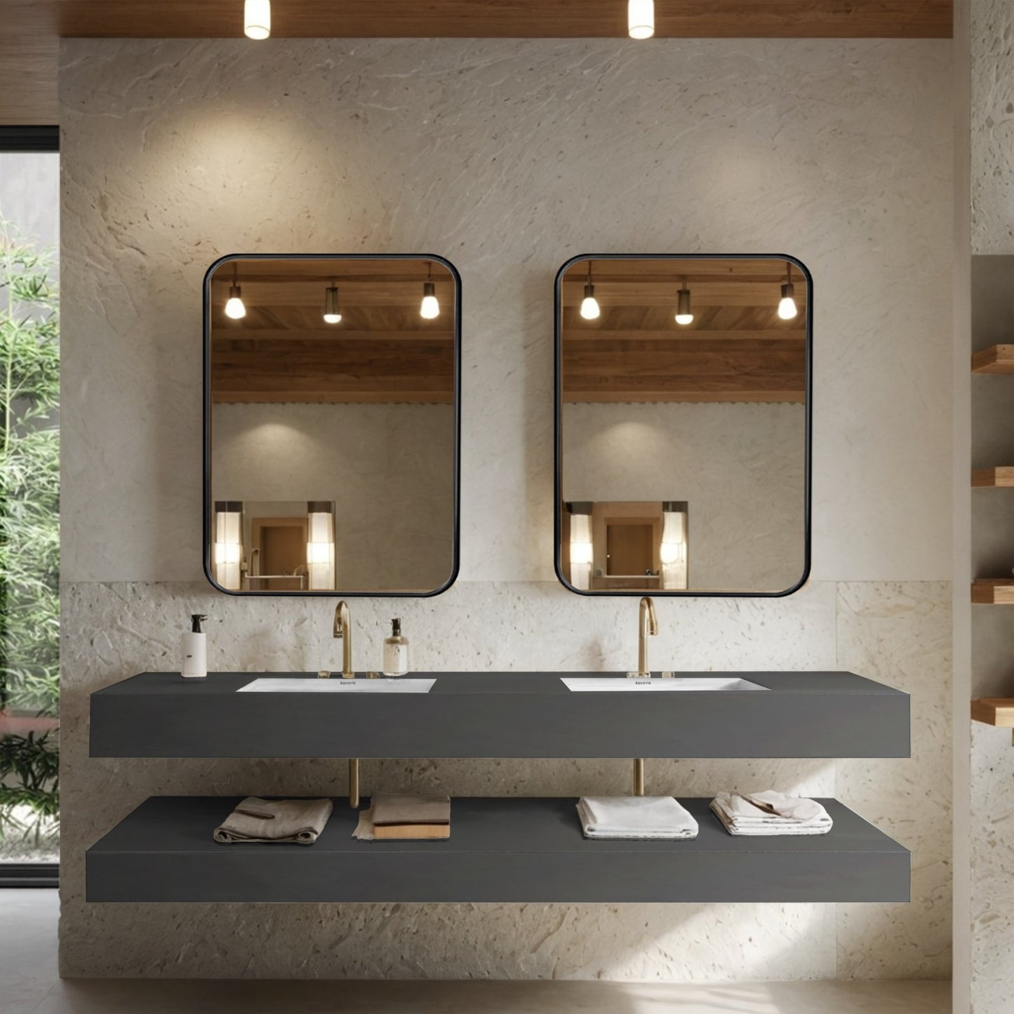 Bathroom mirror with black aluminum frame - 24''x36'' NeoNova Decor